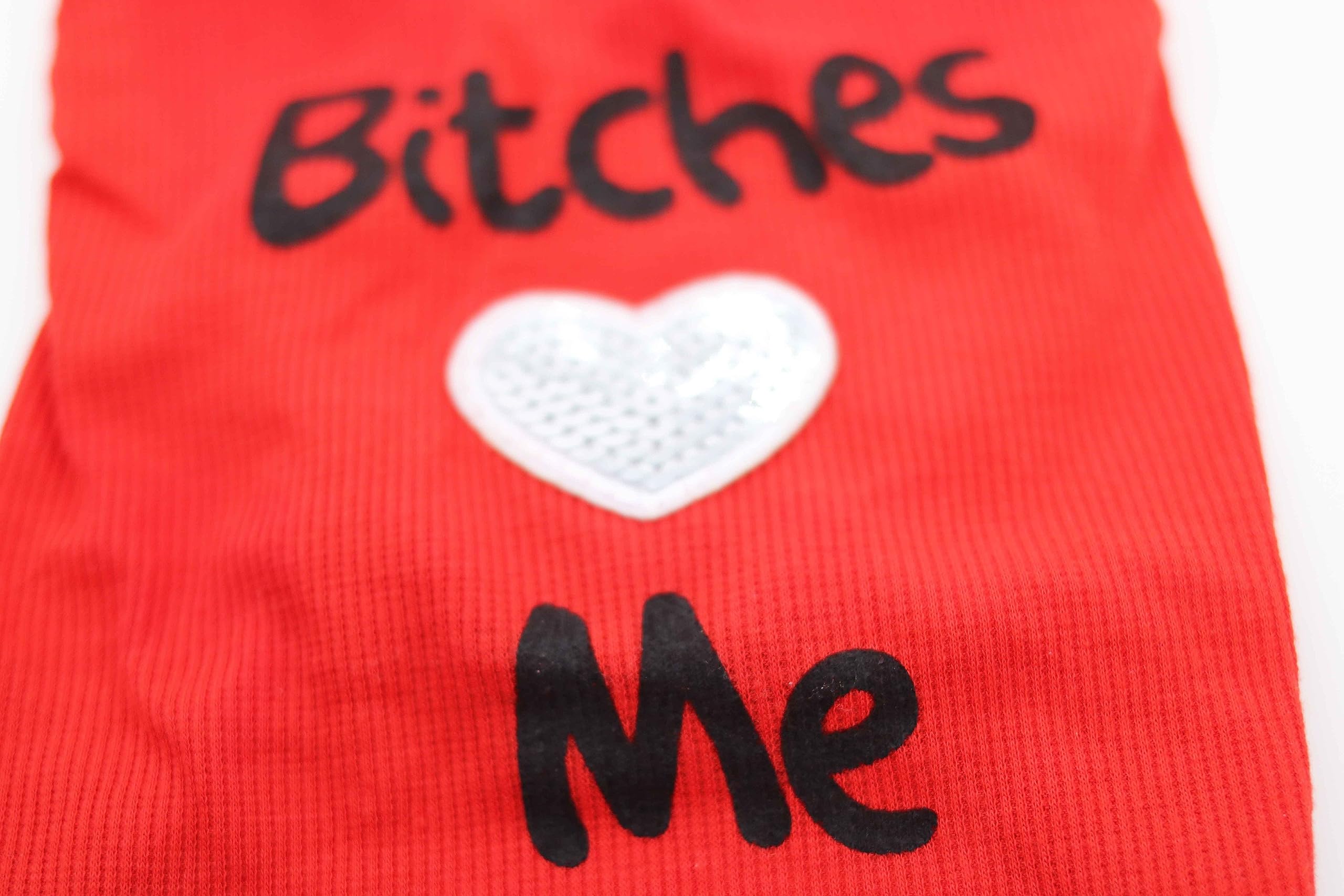 Droolingdog Pet Clothes Bitches Love Me Dog Shirt For Cats And Small Dogs, Xs, Red