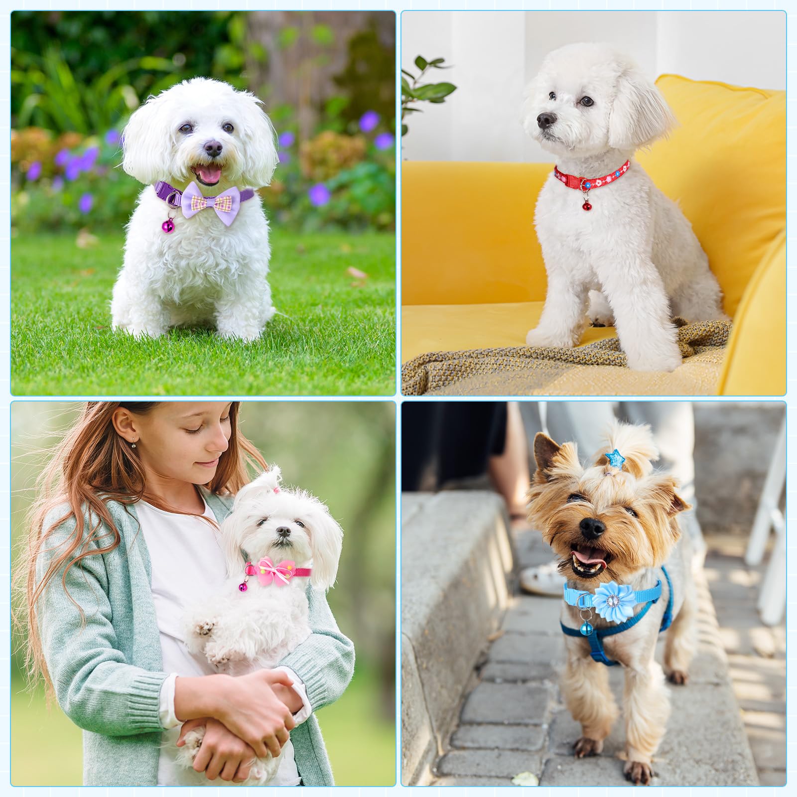 Saintrygo 22 Pack Dog Bow Tie Collar - Adjustable Bowtie, Flower Neck Tie For Medium Small Dog Cat Puppy(Delicate)