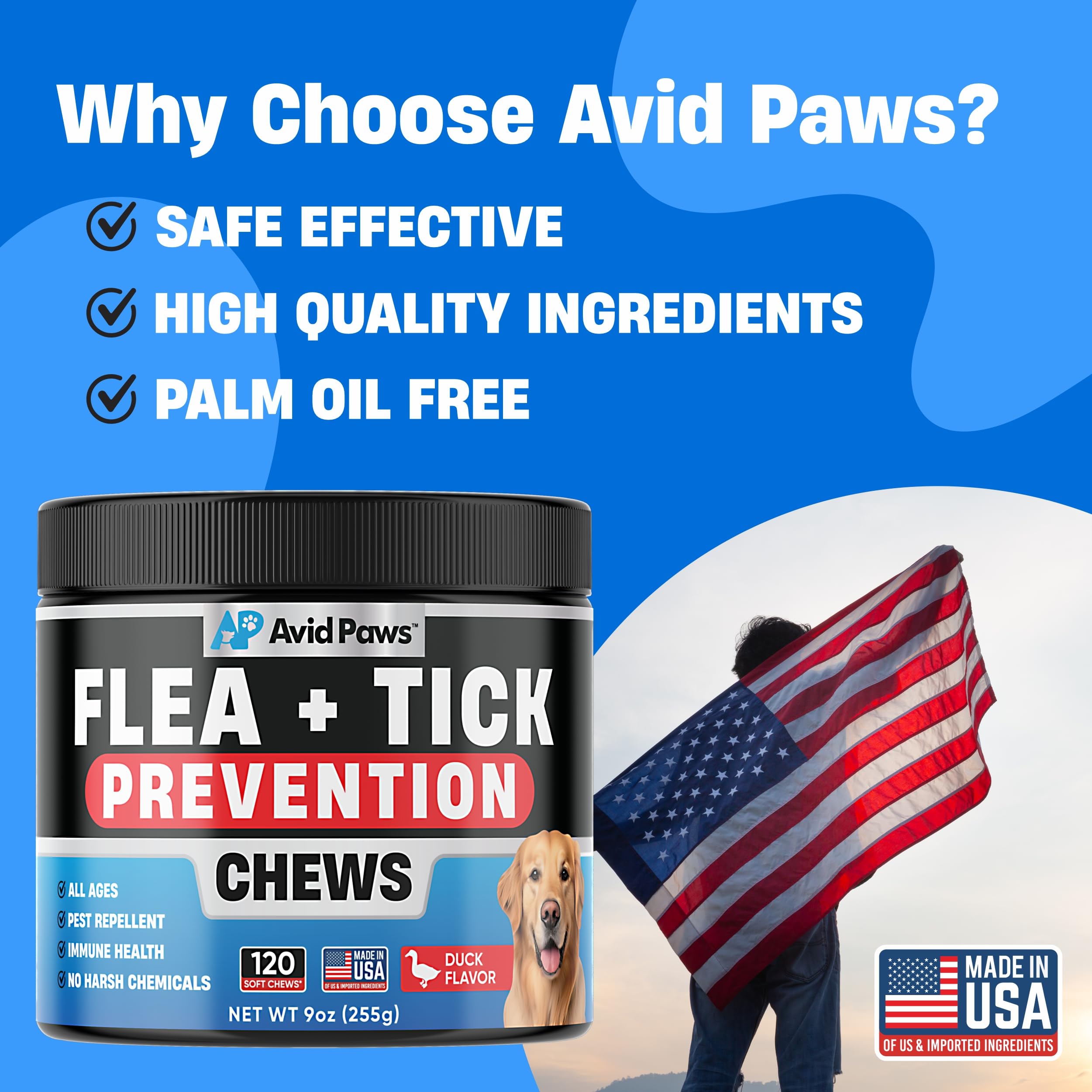 Natural Flea and Tick Prevention for Dogs - Dog Flea and Tick Treatment Chewable - Safe Flea Treatment Dogs of All Breeds & Ages