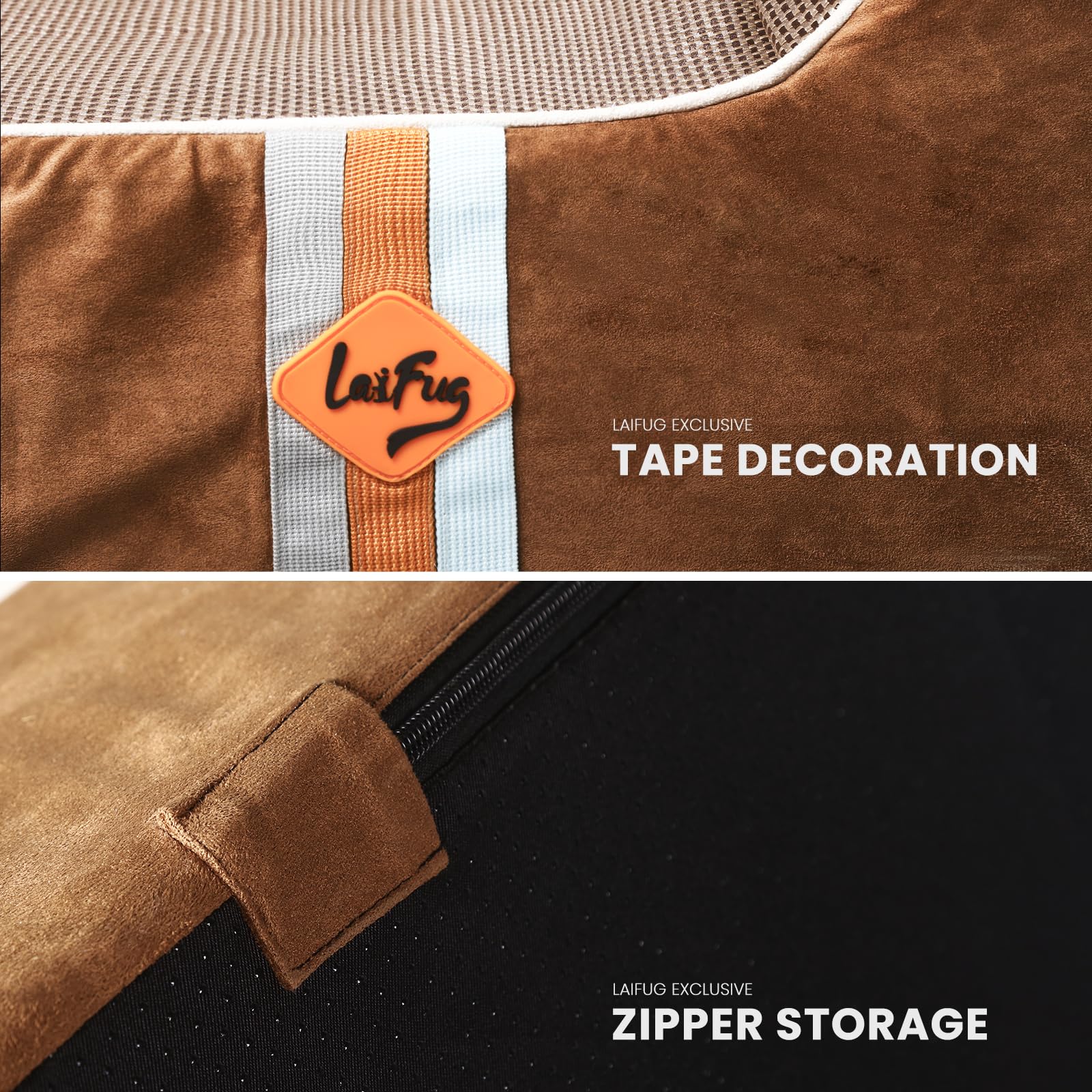 Laifug Orthopedic Memory Foam Extra Large Dog Bed Pillow (50'' X 36'' X 10'', Brown) Durable Waterproof Lining With Removable Wa