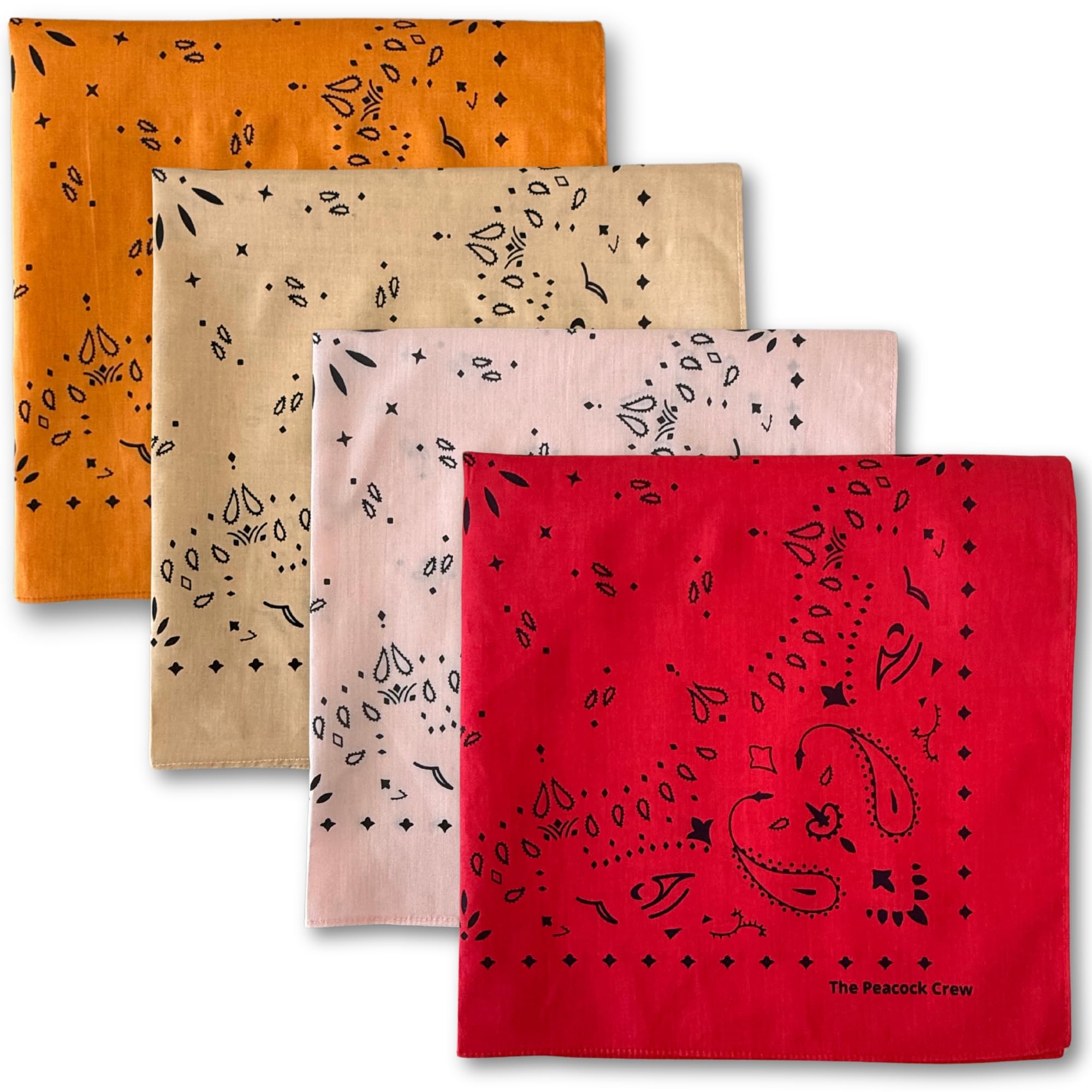 The Peacock Crew Pack Of 4 Elegant Bandanas In Premium Soft Cotton Paisley Print - The Chics