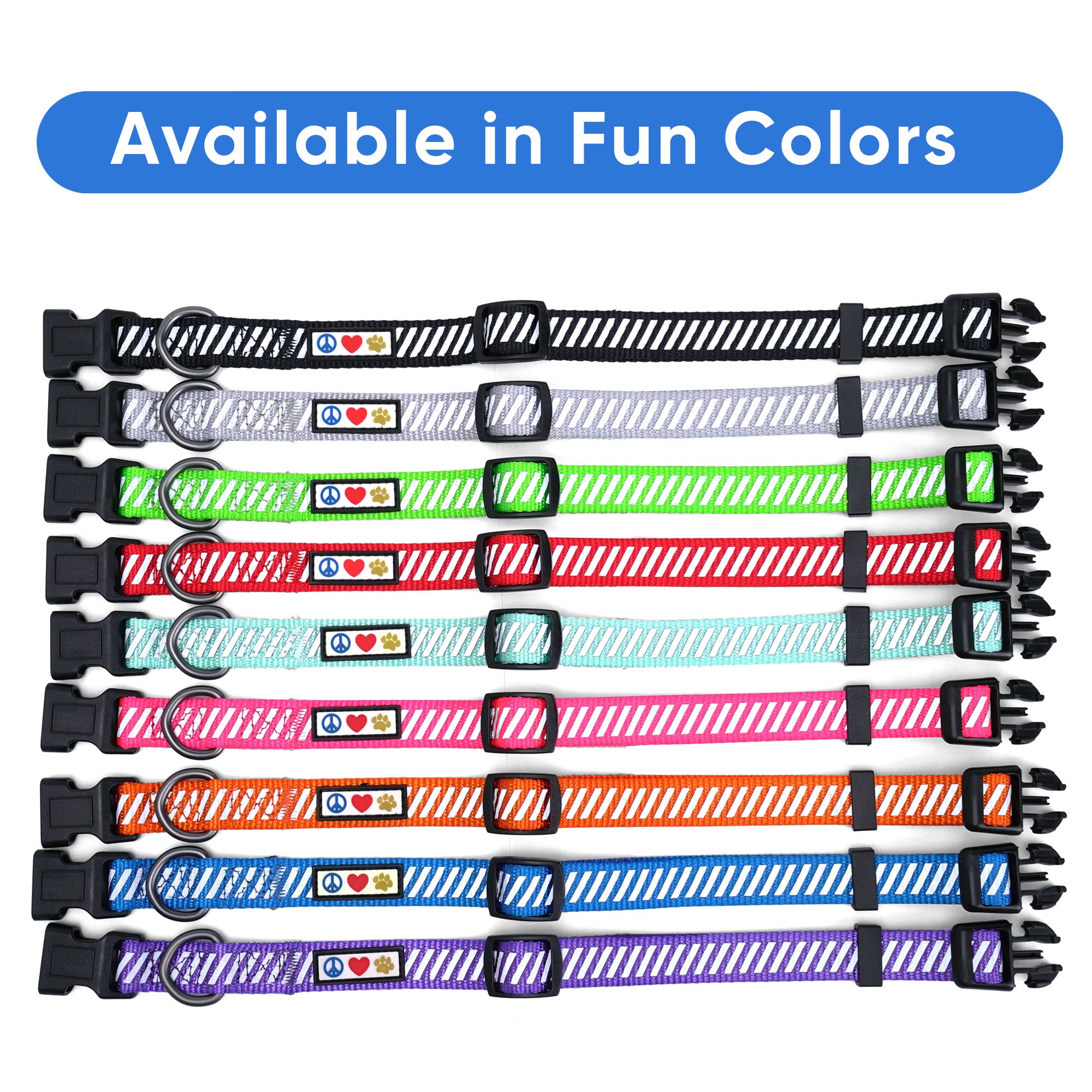 Pawtitas Reflective Dog Collar For Dog And Puppies A High Visibility Collar With Reflective Bands | Adjustable Dog Collar Heavy Duty Perfect For Extra Small And Small Puppies - Grey Xs Collar