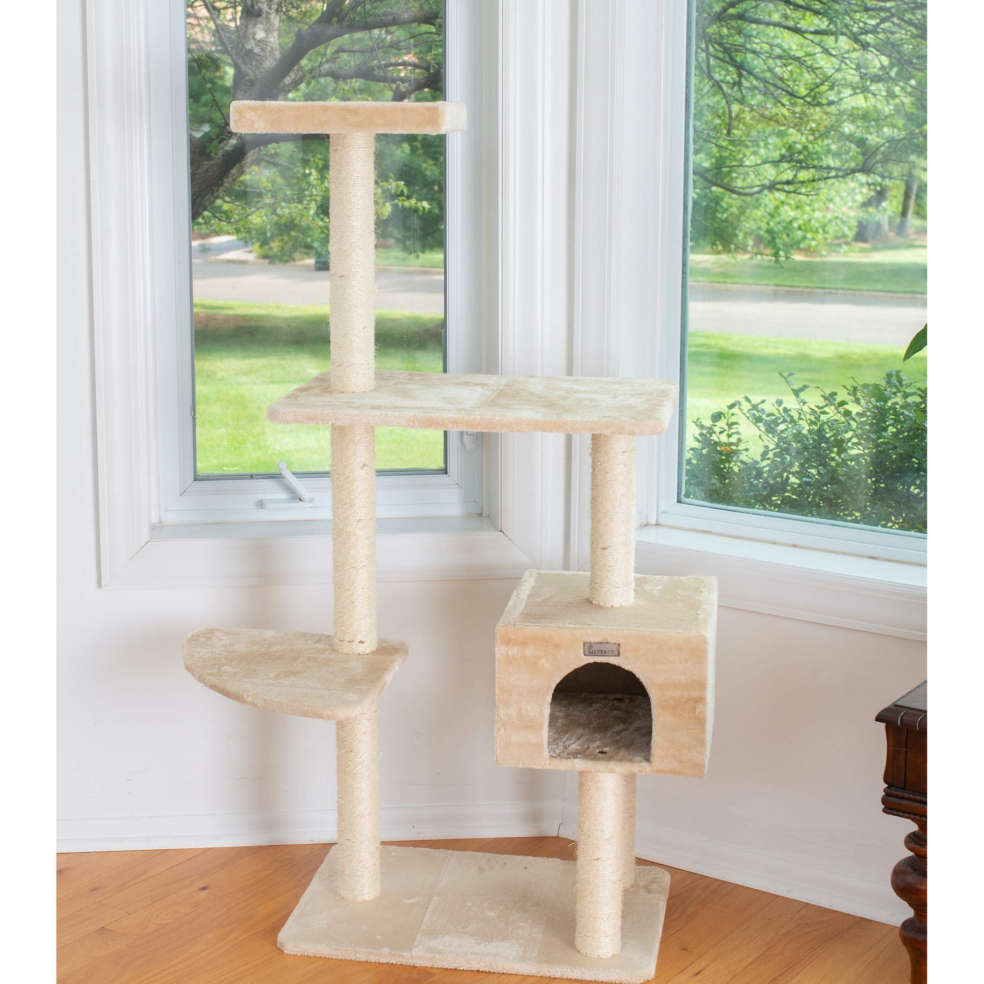 GleePet GP78560321 Cat Tree, 57-Inch, Beige