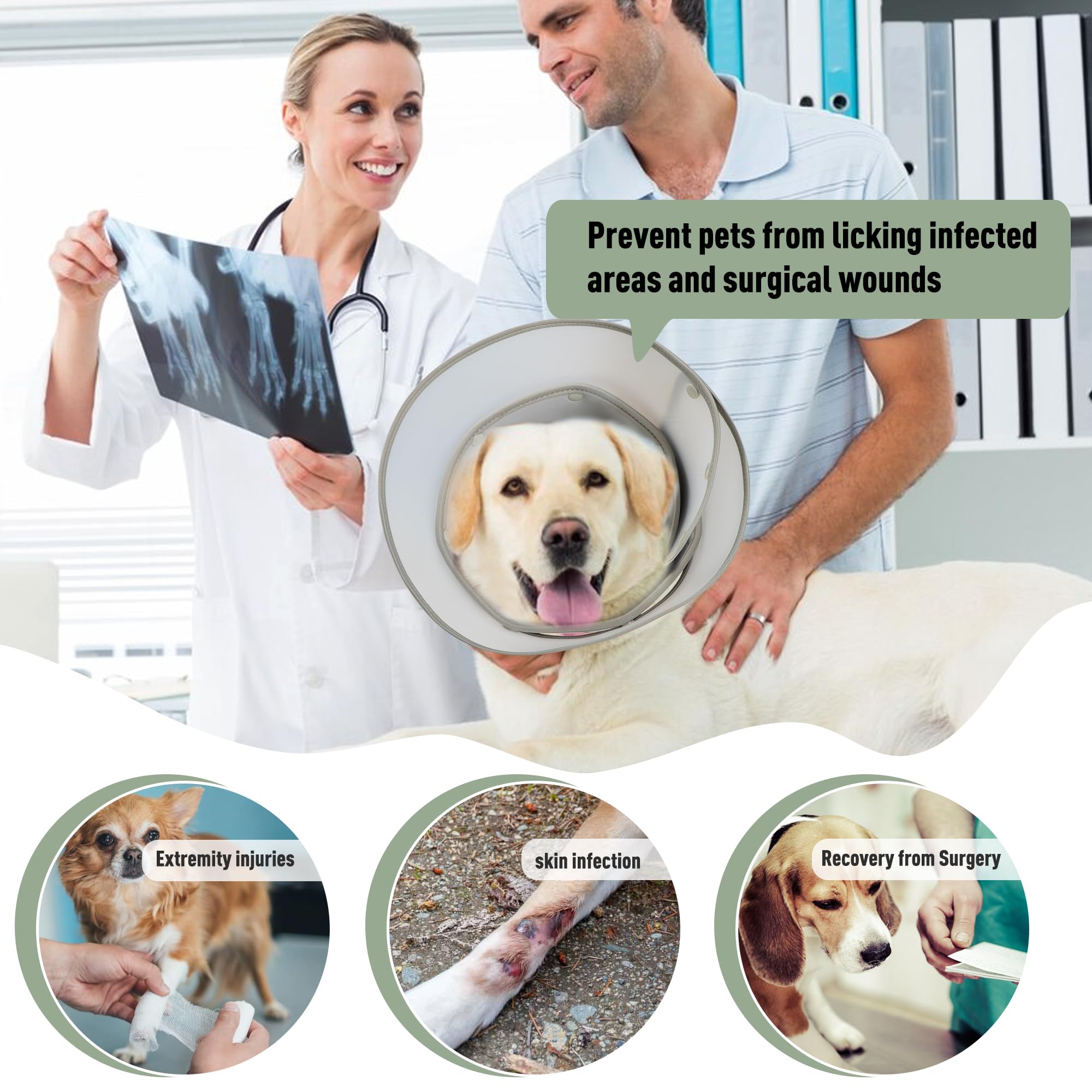 Fuz Bigaza Soft Dog Cone Collar for Large Medium Small Dogs After Surgery, Adjustable Pet Recovery E-Collar, Elizabethan Collar