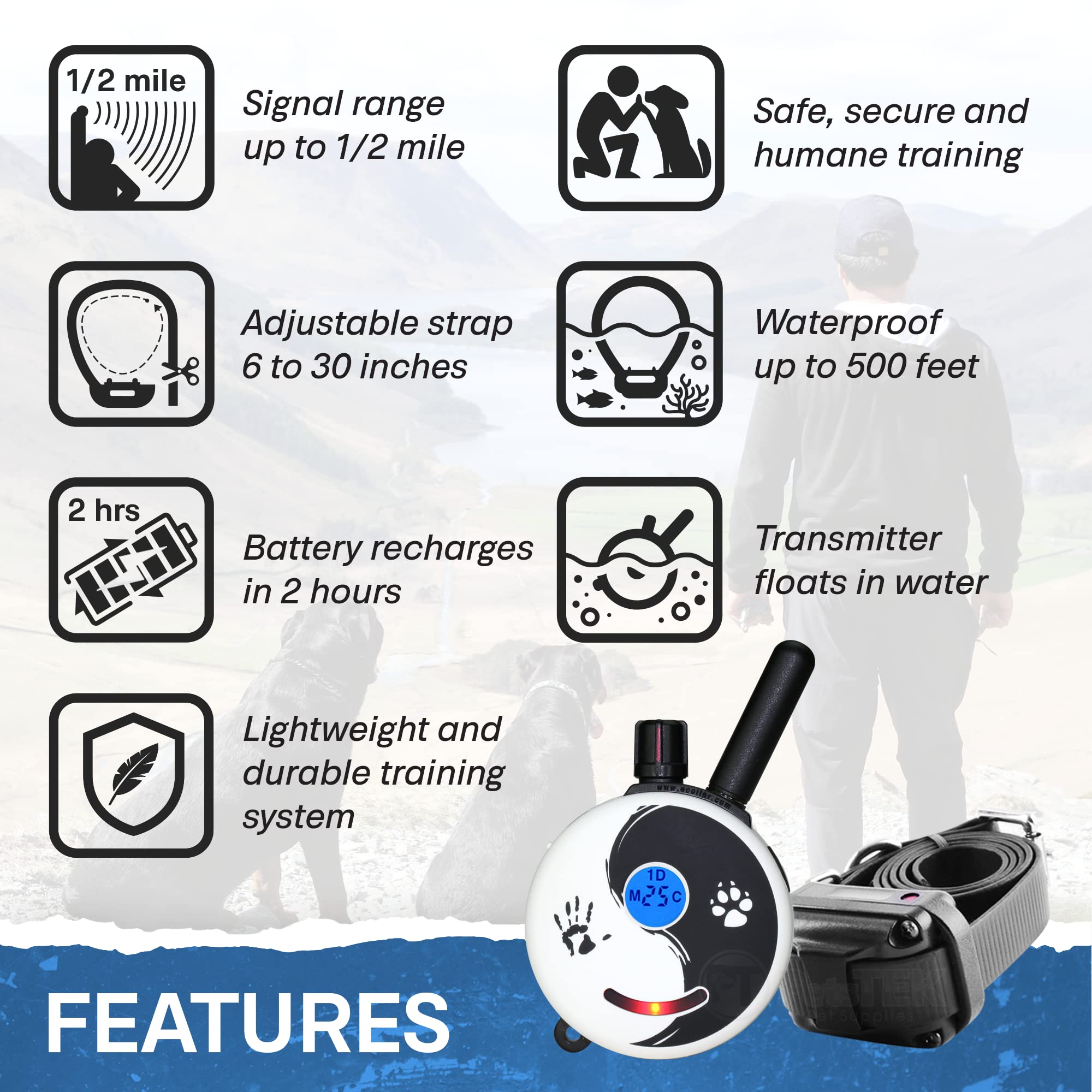 Mini Educator Et-302 Zen - 1/2 Mile E-Collar Dog Training Collar With Remote - Static, Vibration & Tone Electric Training For Sm