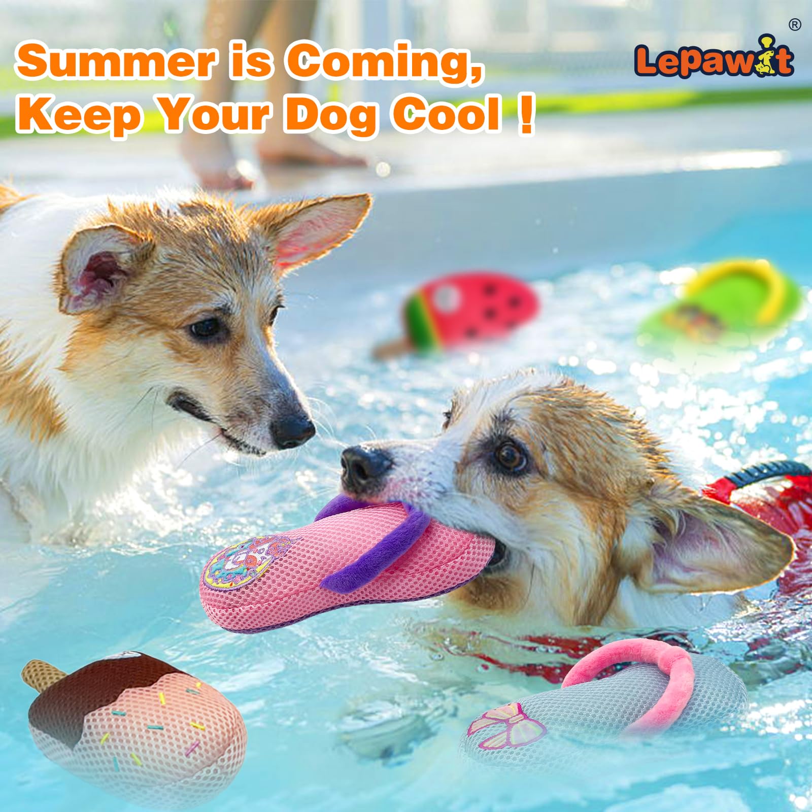 Lepawit Squeaky Dog Toys, Floating Dog Toys With Mesh For Cleaning Teeth, 3 Pack Interactive Dog Gifts For Small And Medium Dogs
