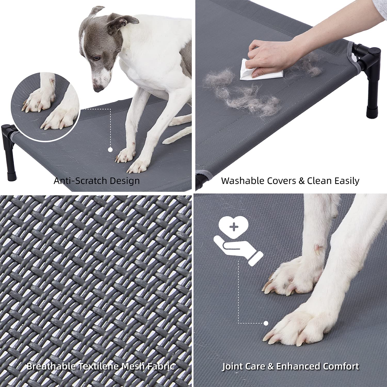 Pettycare Elevated Outdoor Dog Bed - Dog Cots For Large Dogs Xl, Heavy Duty Raised Cot Waterproof, Cooling Pets Bed With Washabl