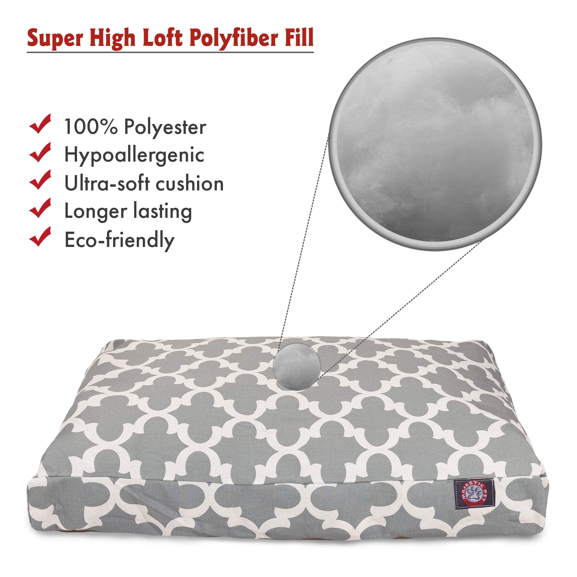 Gray Trellis Large Rectangle Indoor Outdoor Pet Dog Bed With Removable Washable Cover By Majestic Pet Products