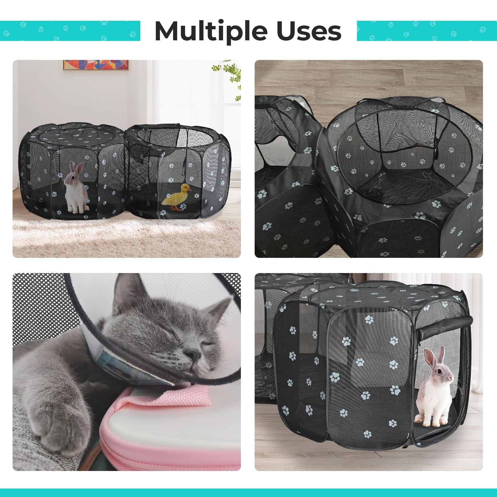 Small Animals Playpen Pop Up Small Pet Cage Enclosure Hutch Kennel Tent Chick Run Brooder Box Coop Portable Foldable Outdoor Yar