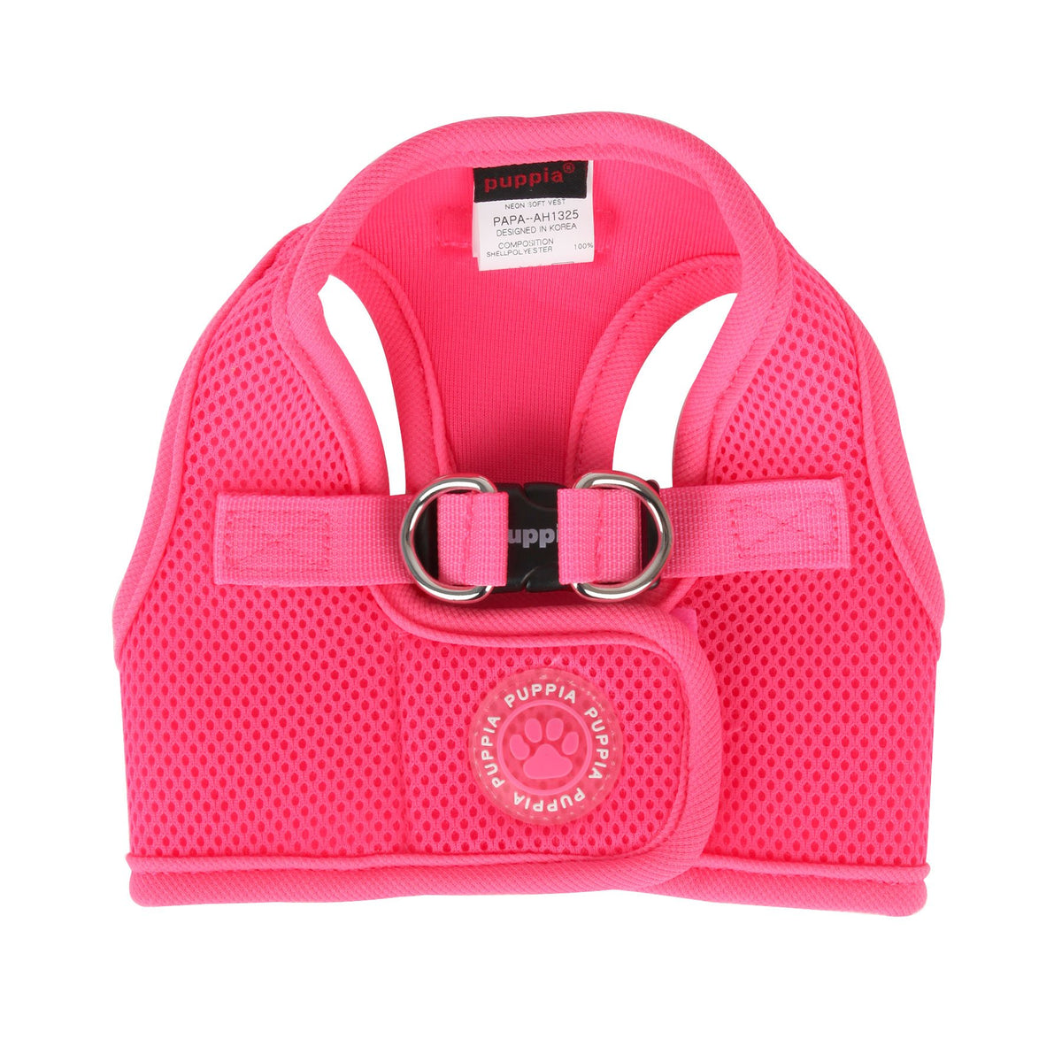 Puppia Neon Soft Vest Harness Step-In No Choke No Pull Walking Training For Small And Medium Dog, Pink, X-Small