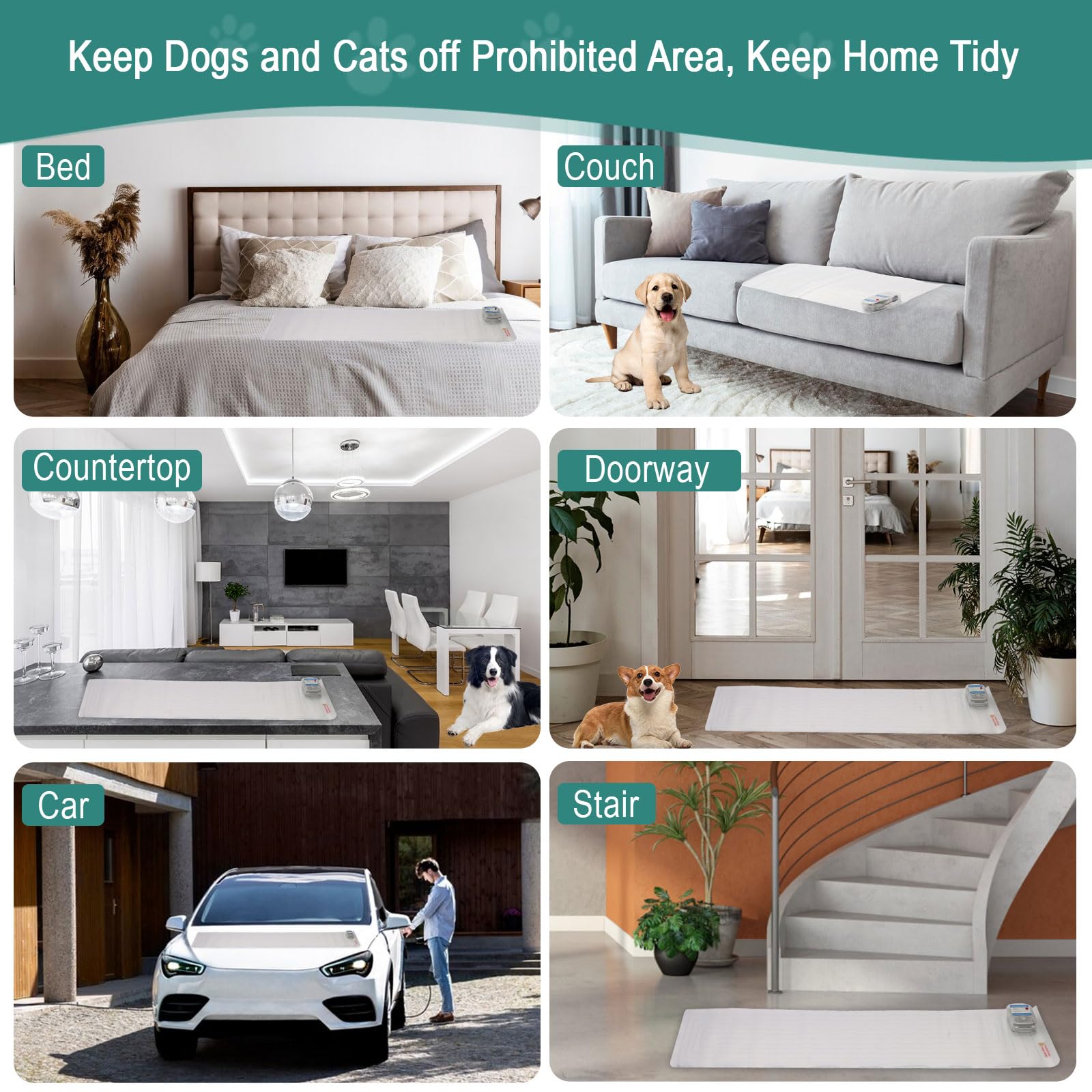 Seerway Scat Pet Shock Mat Indoor, Safe Shock Training Pads For Dogs And Cats, Electric Repellent Mat Keeps Pets Off Couch, Sofa