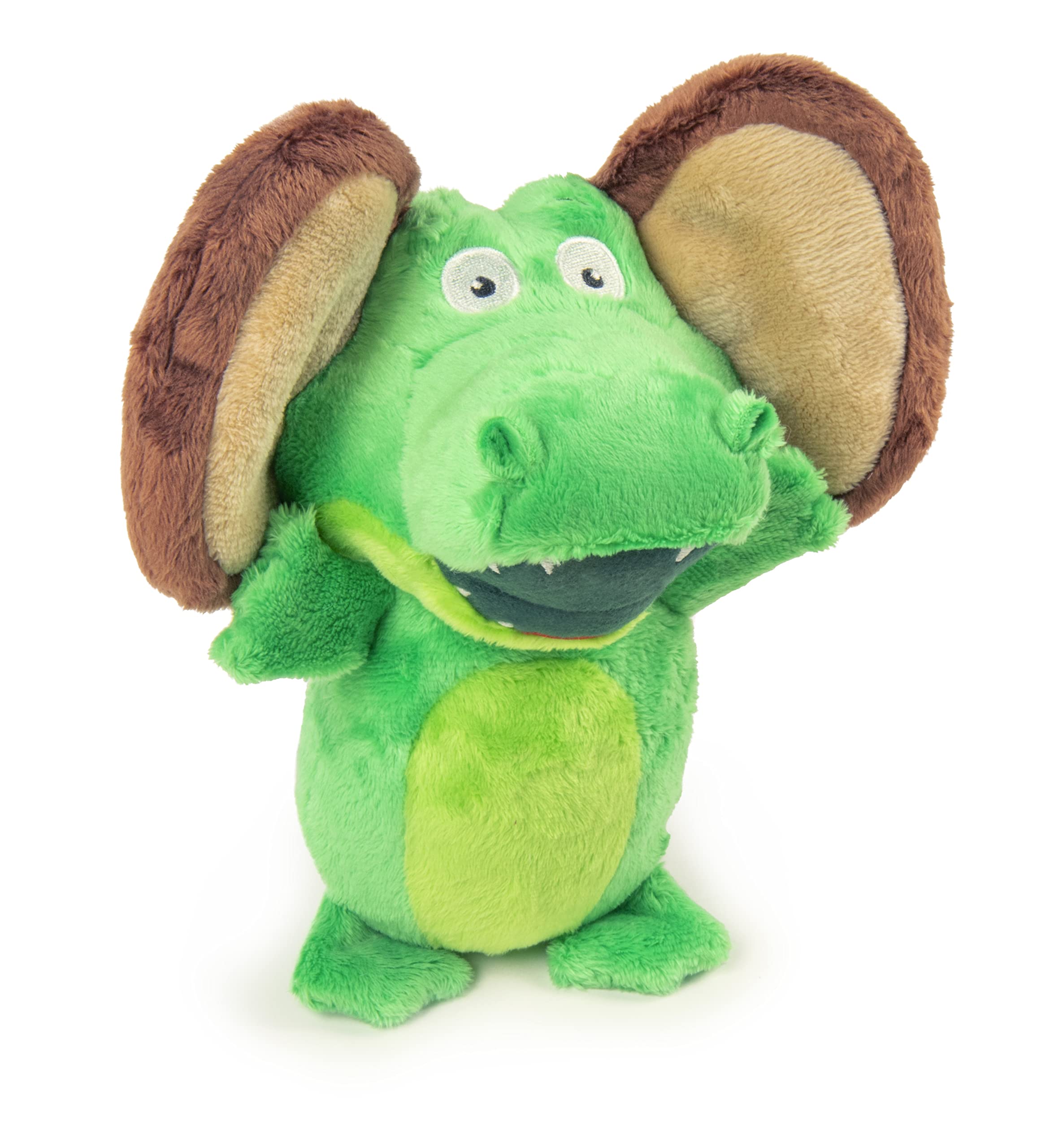 Godog Flips Gator-Monkey Silent Squeak Plush Dog Toy, Chew Guard Technology - Green, Large