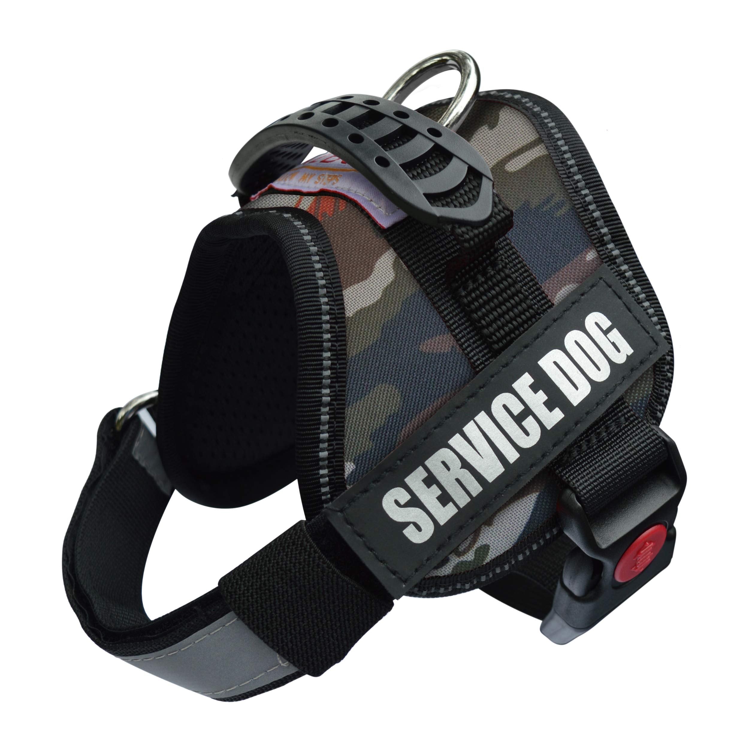 Albcorp Service Dog Vest Harness - Reflective - Woven Polyester And Nylon, Comfy Mesh Padding - Sizes From Xxs To Xl - Service Dog Patches Included. Green Camo, Small