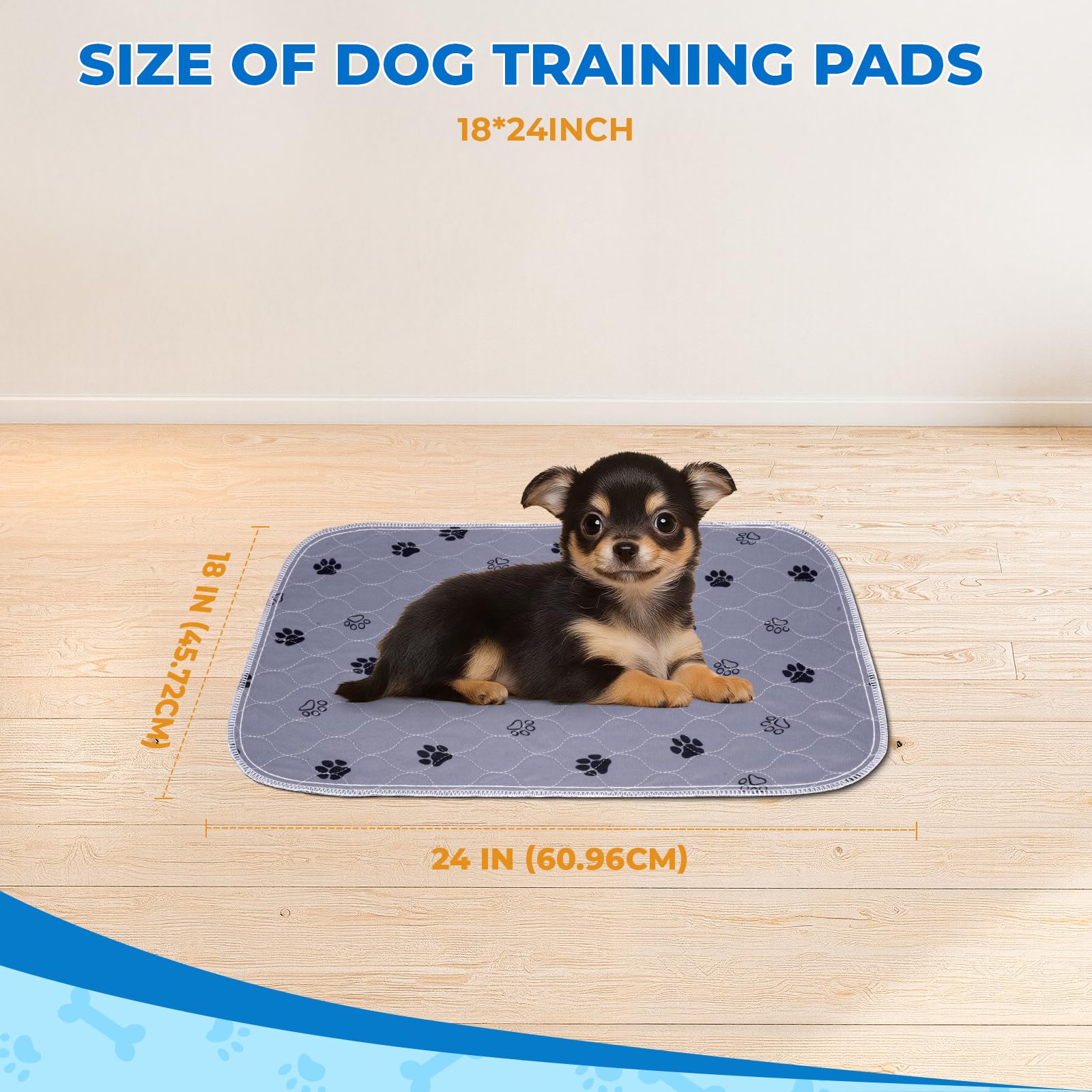 Fostanfly Reusable Puppy Pads, 2 Pack 18''X 24'' Washable Pee Pads For Dogs, Absorbent And Leakproof Wee Wee Mat, Waterproof Non