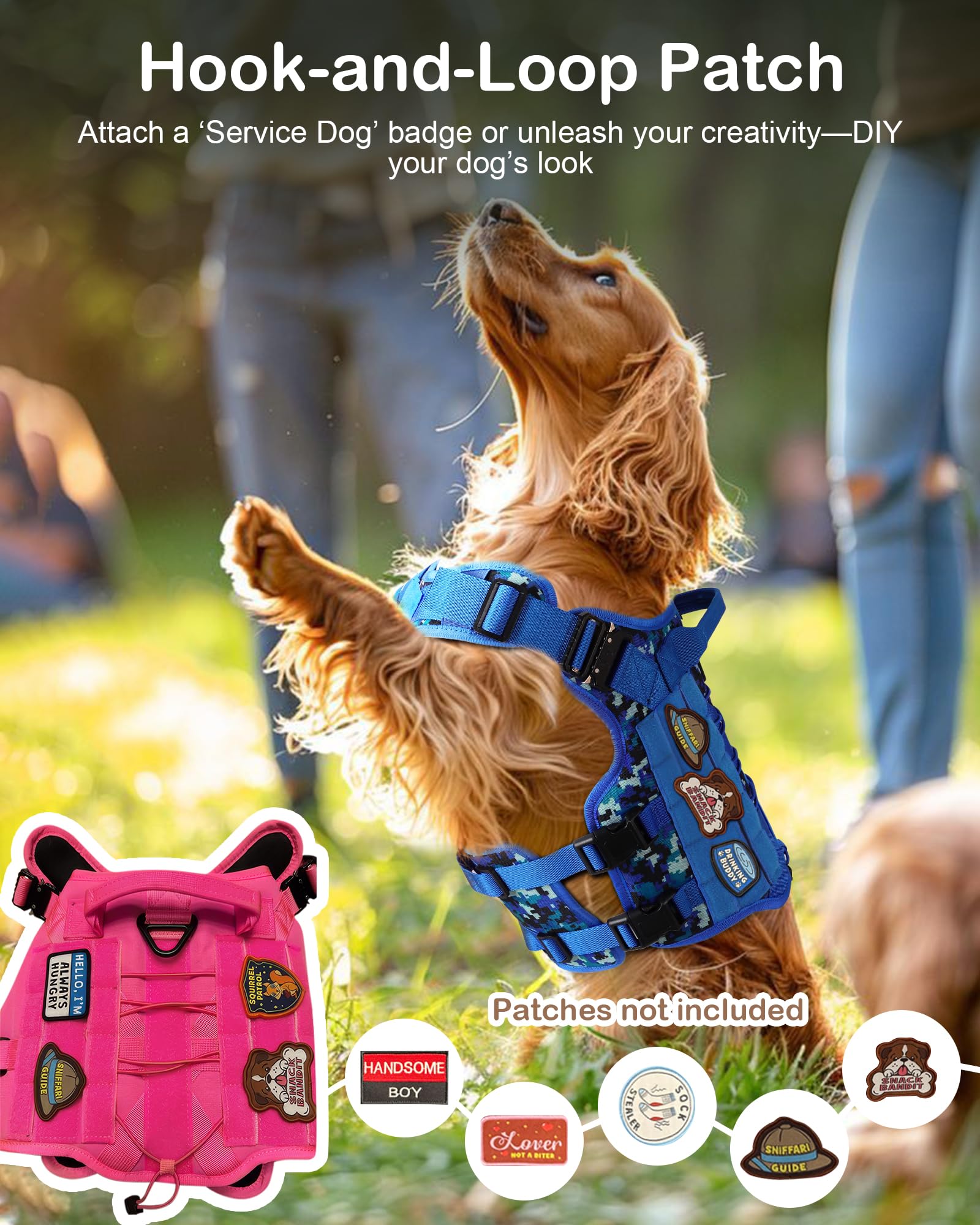 Petnanny Tactical Dog Harness - Service Dog Harness Emotional Support Vest For Large Dogs, No Pull Esa With Hook & Loop, Working