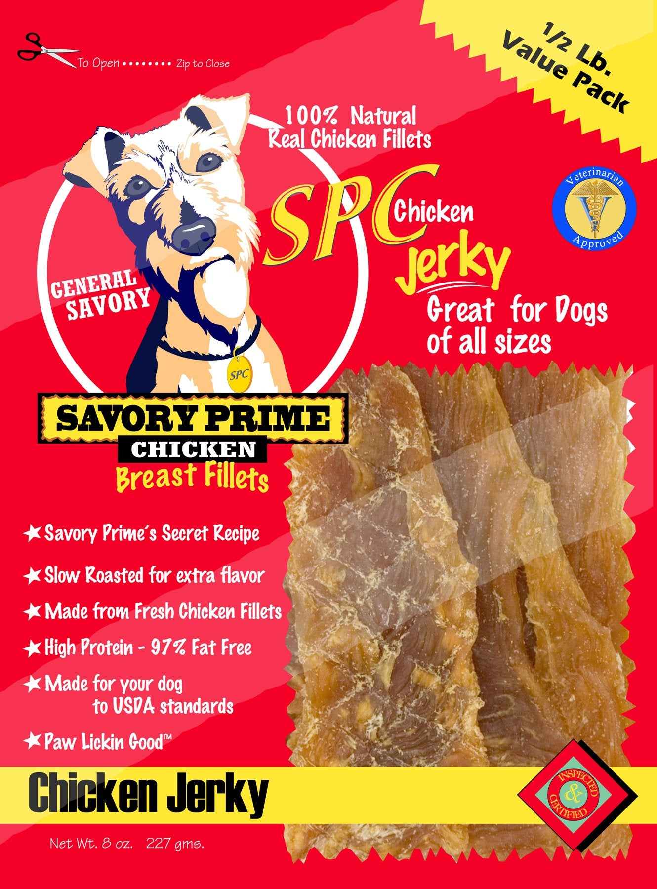 Savory Prime 8 Oz Chicken Jerky For Dogs 30008