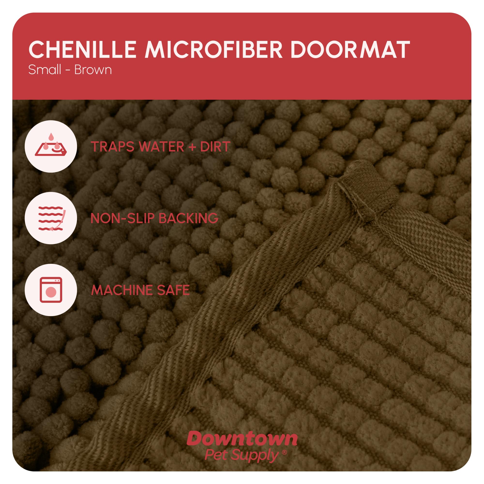 My Doggy Place Microfiber Dog Mat for Muddy Paws, 18 x 24 Brown - Absorbent and Quick-Drying Dog Paw Cleaning Mat, Washer and Dr