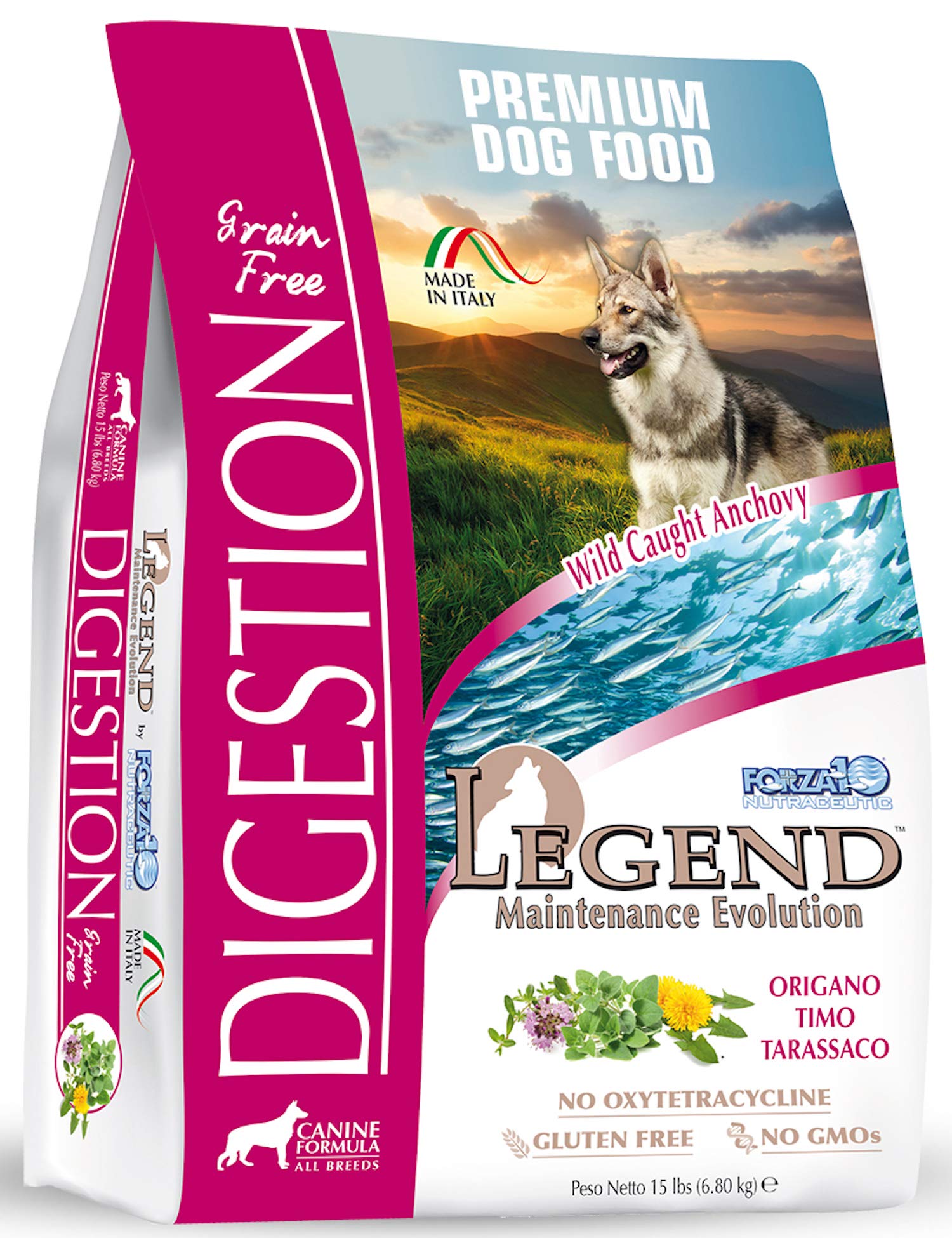 Forza10 Legend Digestion Dry Grain Free Dog Food, Sensitive Stomach Dog Food with Curative Herbs, 15 Pounds, Premium Quality Wil