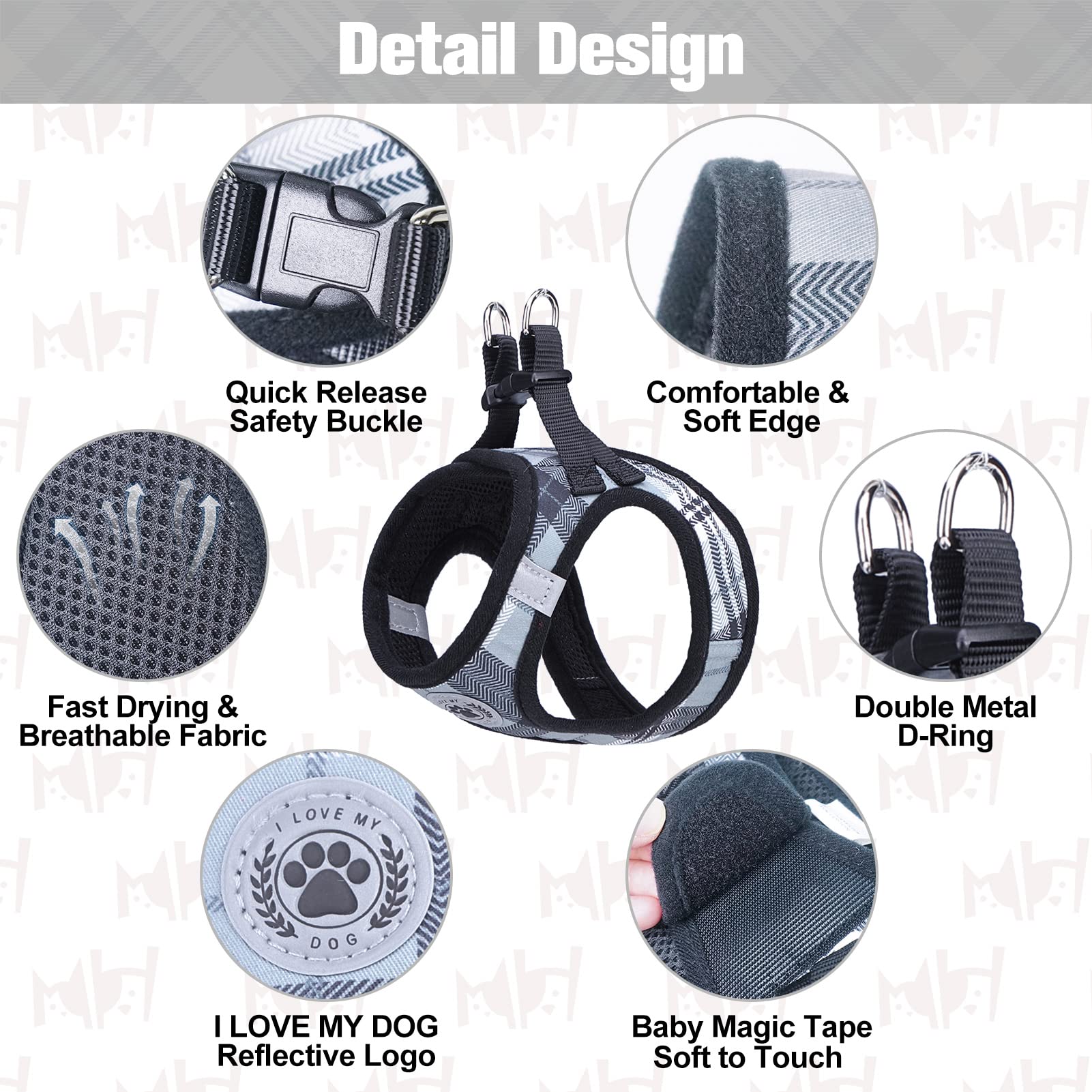 Beautyzoo Small Dog Harness And Leash Set,Step In No Choke No Pull Soft Mesh Dog Harnesses Reflective For Extra-Small Medium Pup