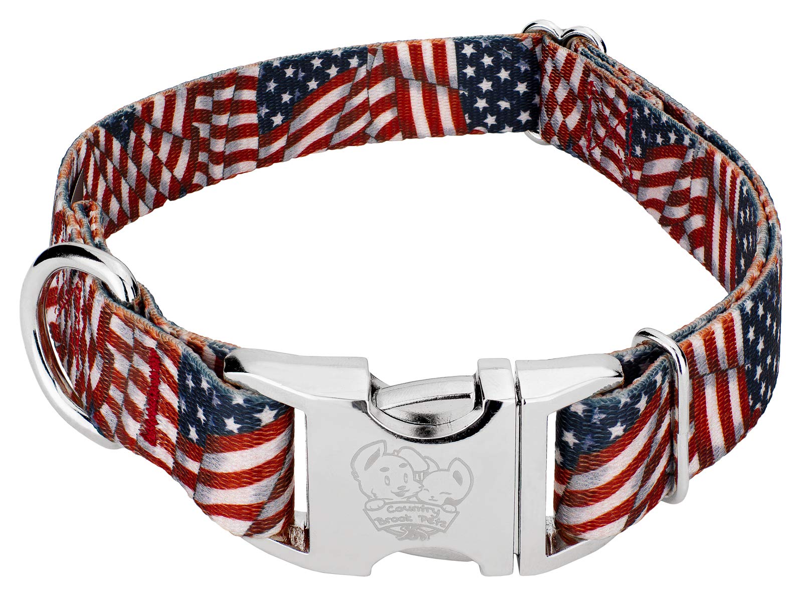Country Brook Petz - Premium Patriotic Tribute Dog Collar - Americana Collection Featuring Patriotic Designs (5/8 Inch, Small)
