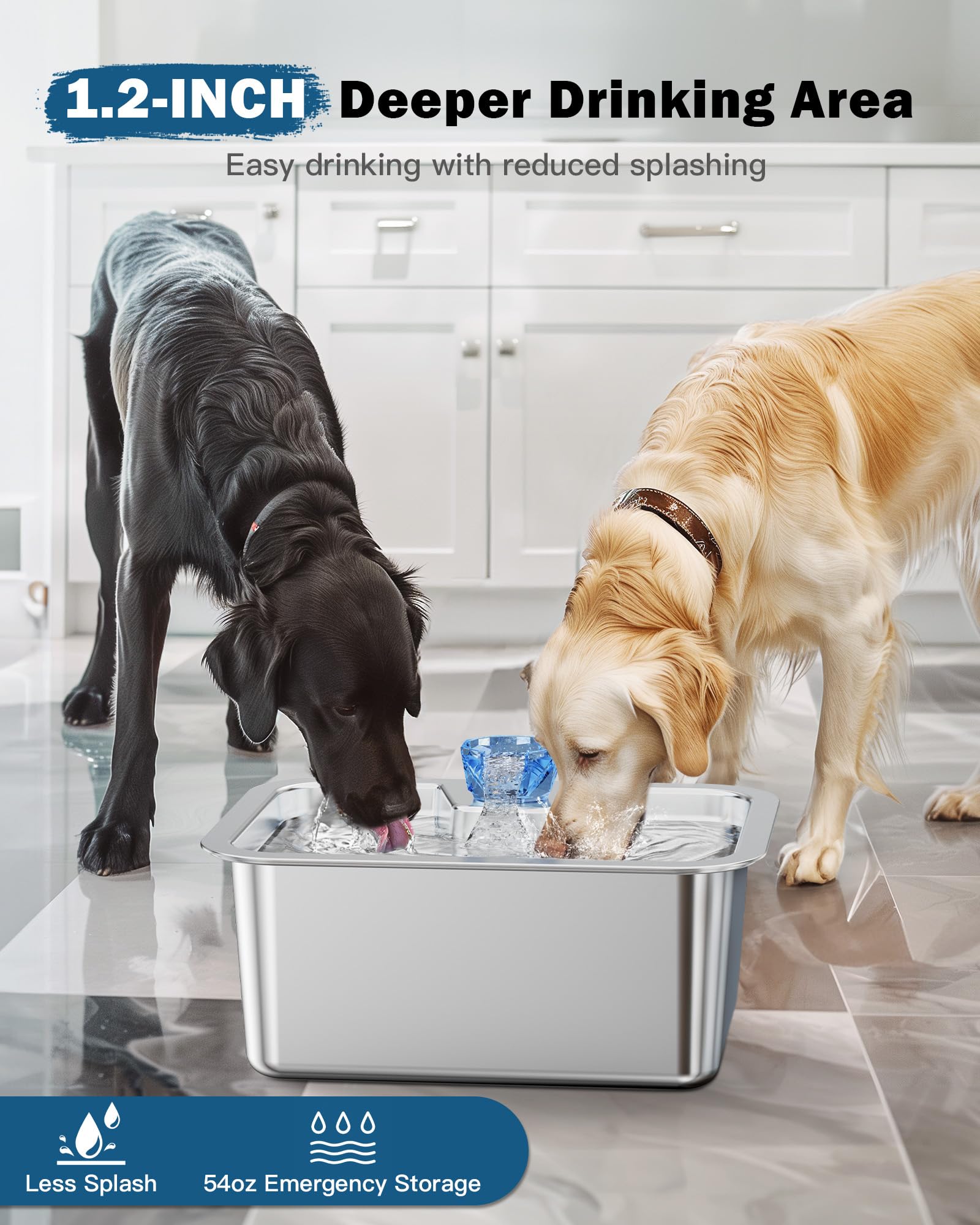 PETNF Dog Water Fountain for Large Dogs, 11L/3Gallon Stainless Steel Large Dog Fountain Water Bowl, Automatic Pet Water Bowl Dis