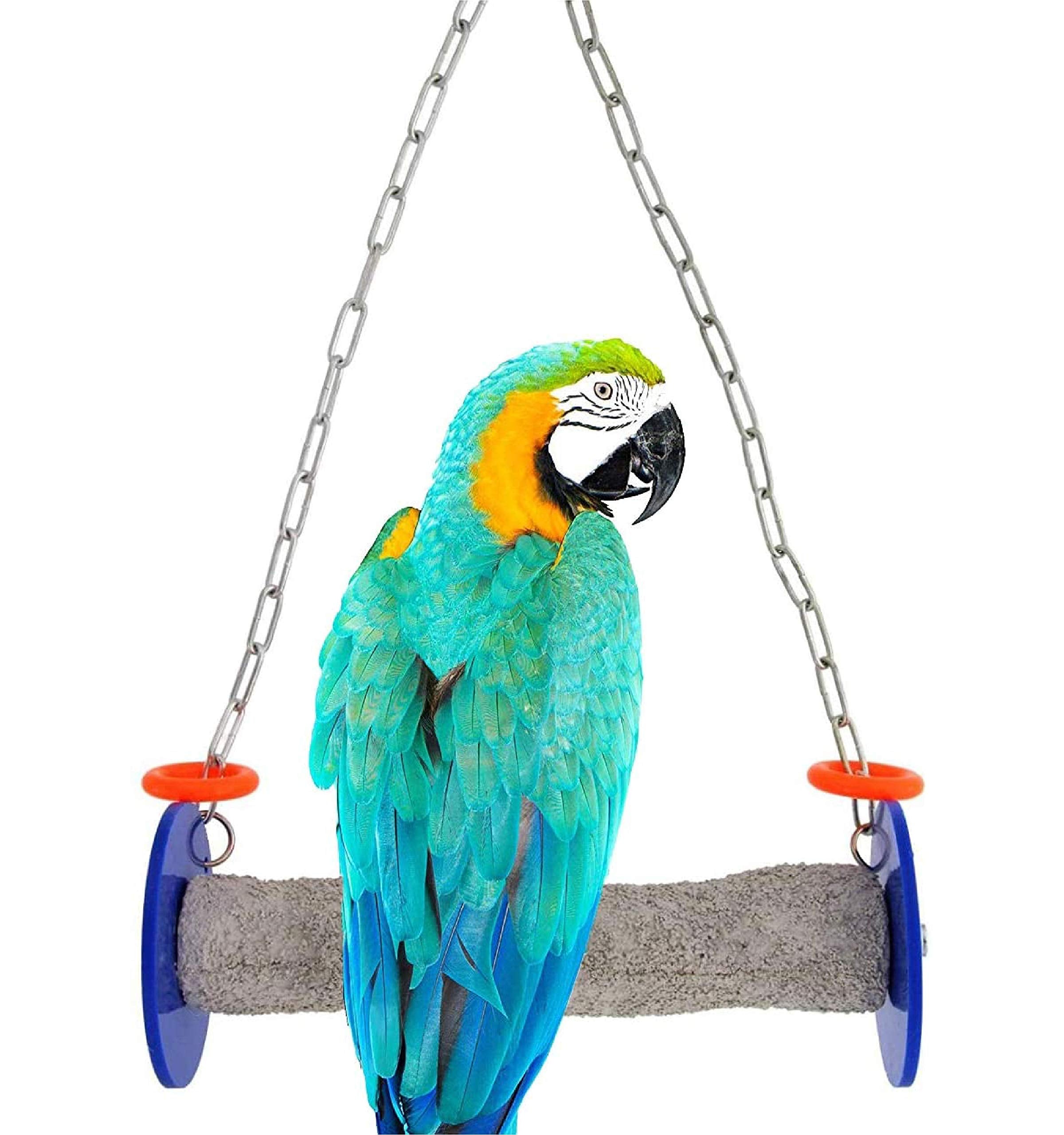 Sweet Feet And Beak Roll Bird Swing - Perch Bird Toys Trims Nails And Beaks, Safe And Non-Toxic Bird Cage Accessories For Small And Large Birds, Swinging Toys Birds Will Love, Xl 11 Inches