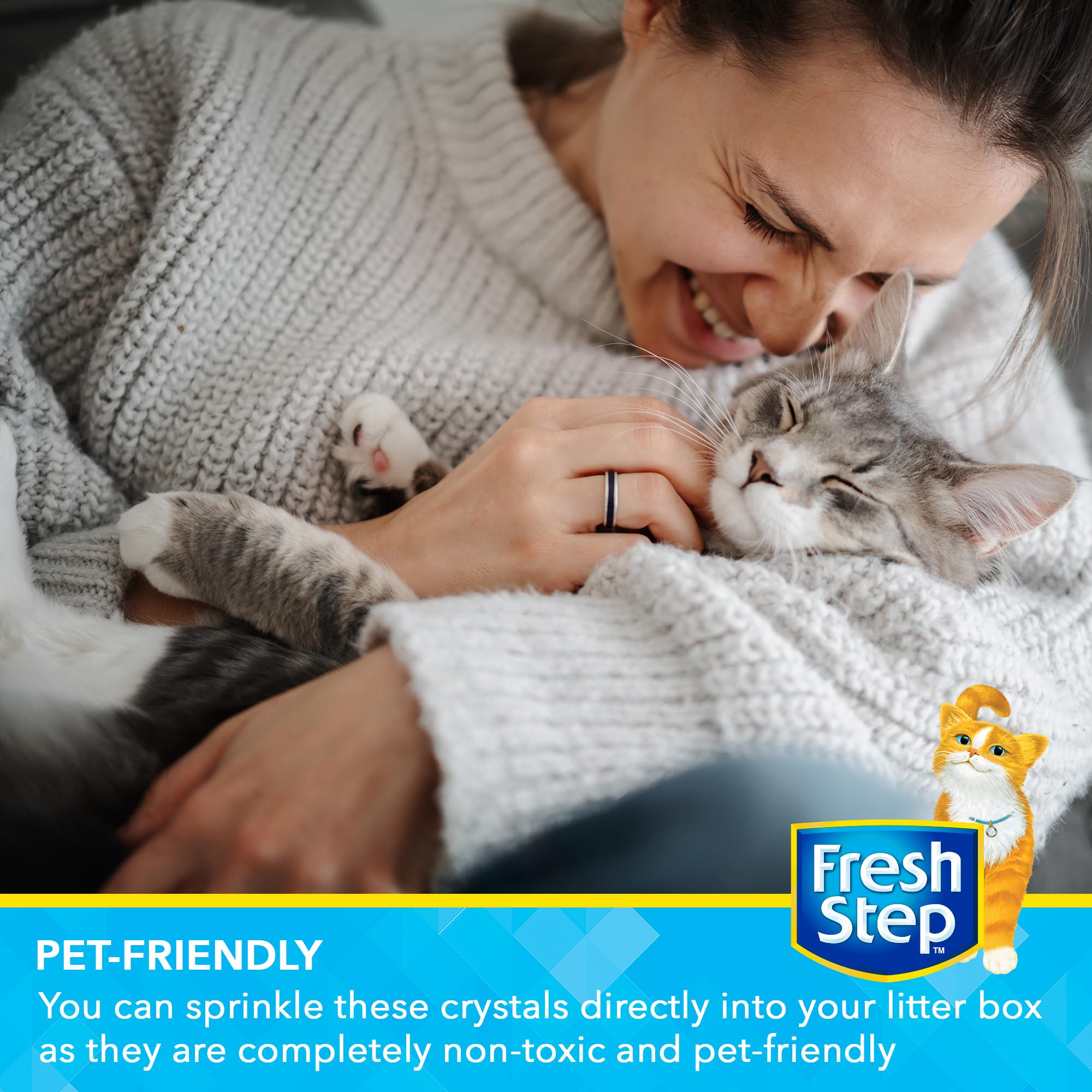 Fresh Step Cat Litter Crystals in Sweet Blossom Scent - Cat Litter Box Deodorizer - Combats Odors and Neutralizes Smells to Keep