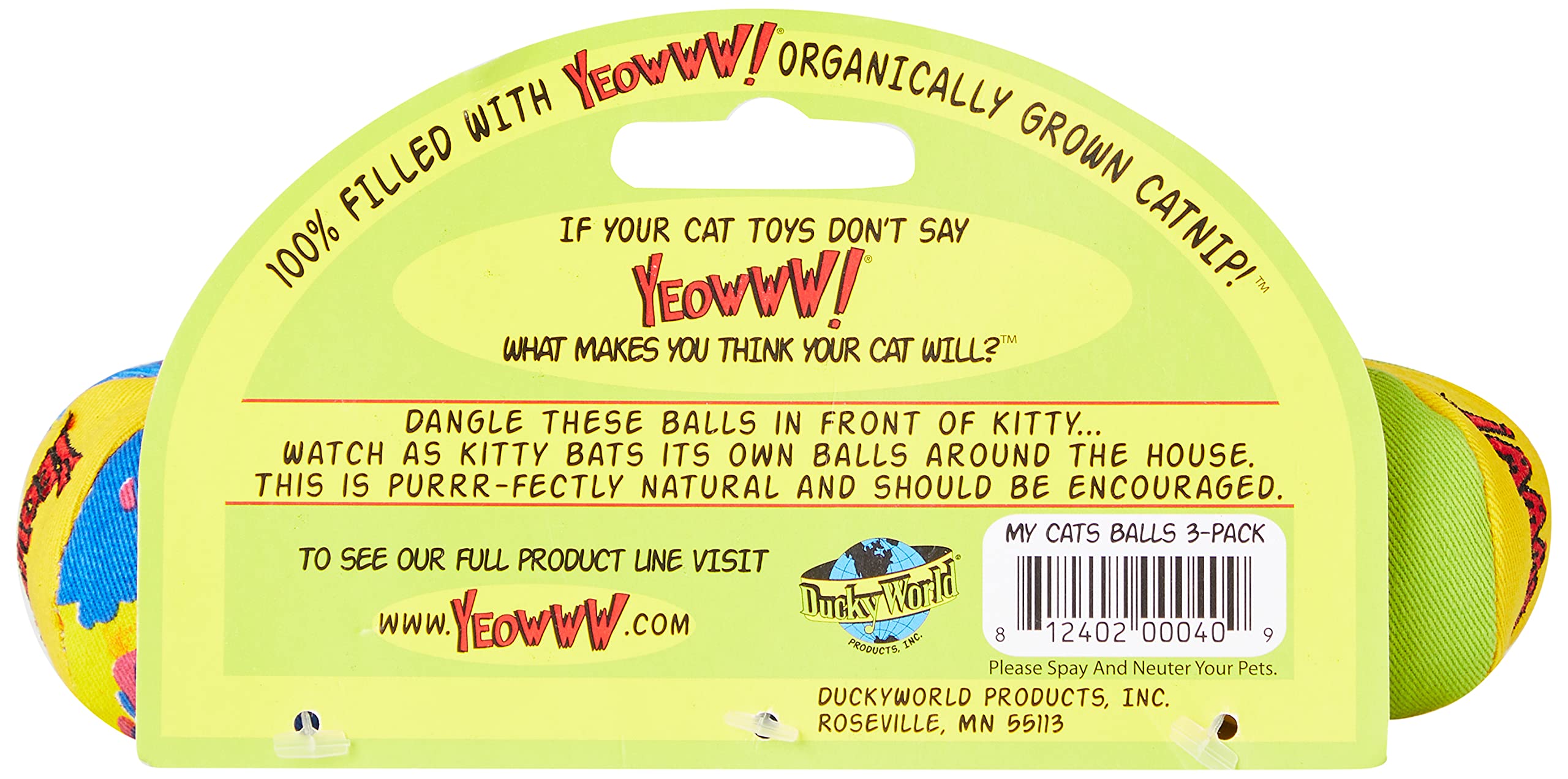 Yeowww My Cats Balls, 3 Balls Per Pack