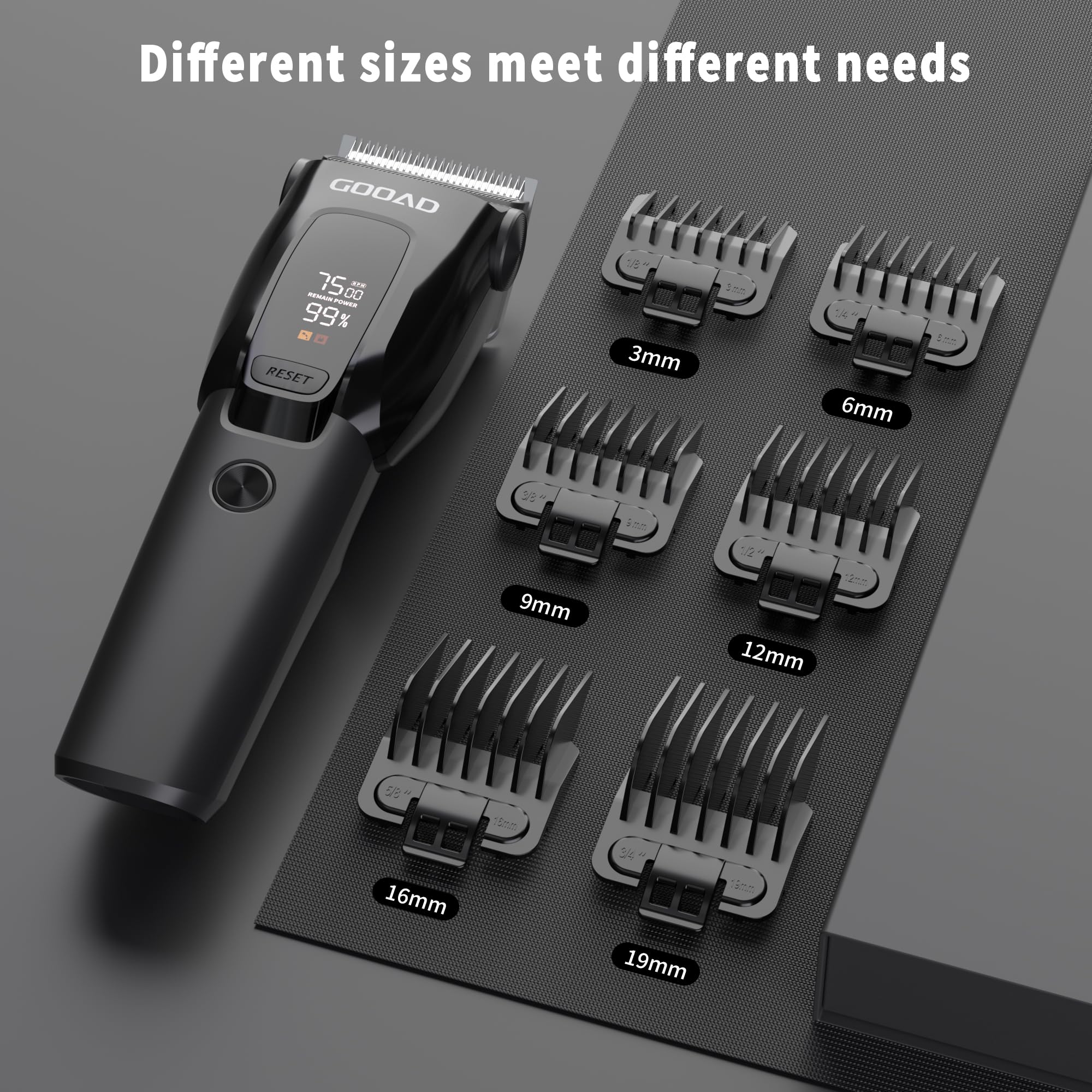 Gooad Dog Clippers for Grooming Thick Coats, Cordless, Low Noise, with Nail Grinder, Black & White