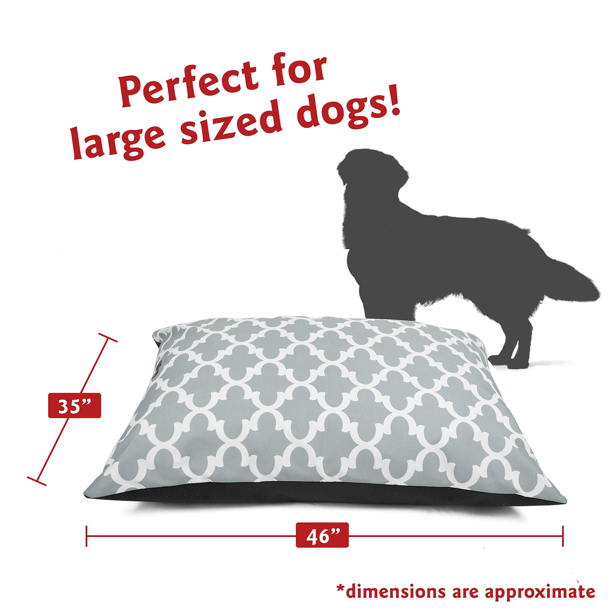 Majestic Pet Rectangle Large Dog Bed Washable – Non Slip Comfy Pet Bed – Dog Crate Bed Super Value Pillow Dog Bed – Dog Kennel Bed For Sleeping - Dog Bed Large Breed 46 X 35 Inch – Trellis Gray