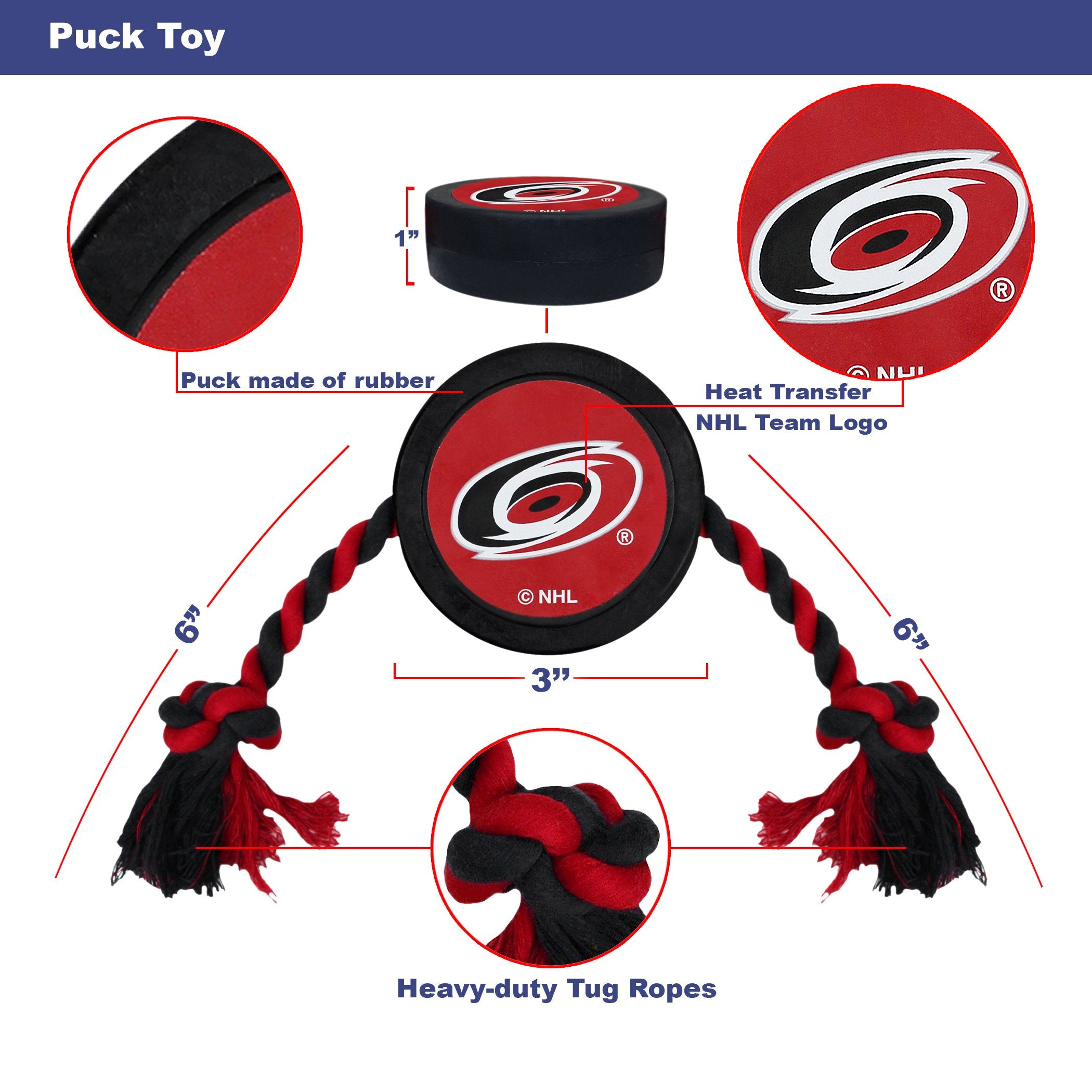 Pets First Nhl Carolina Hurricanes Puck Toy For Dogs & Cats. Play Hockey With Your Pet With This Licensed Dog Tough Toy Reward!