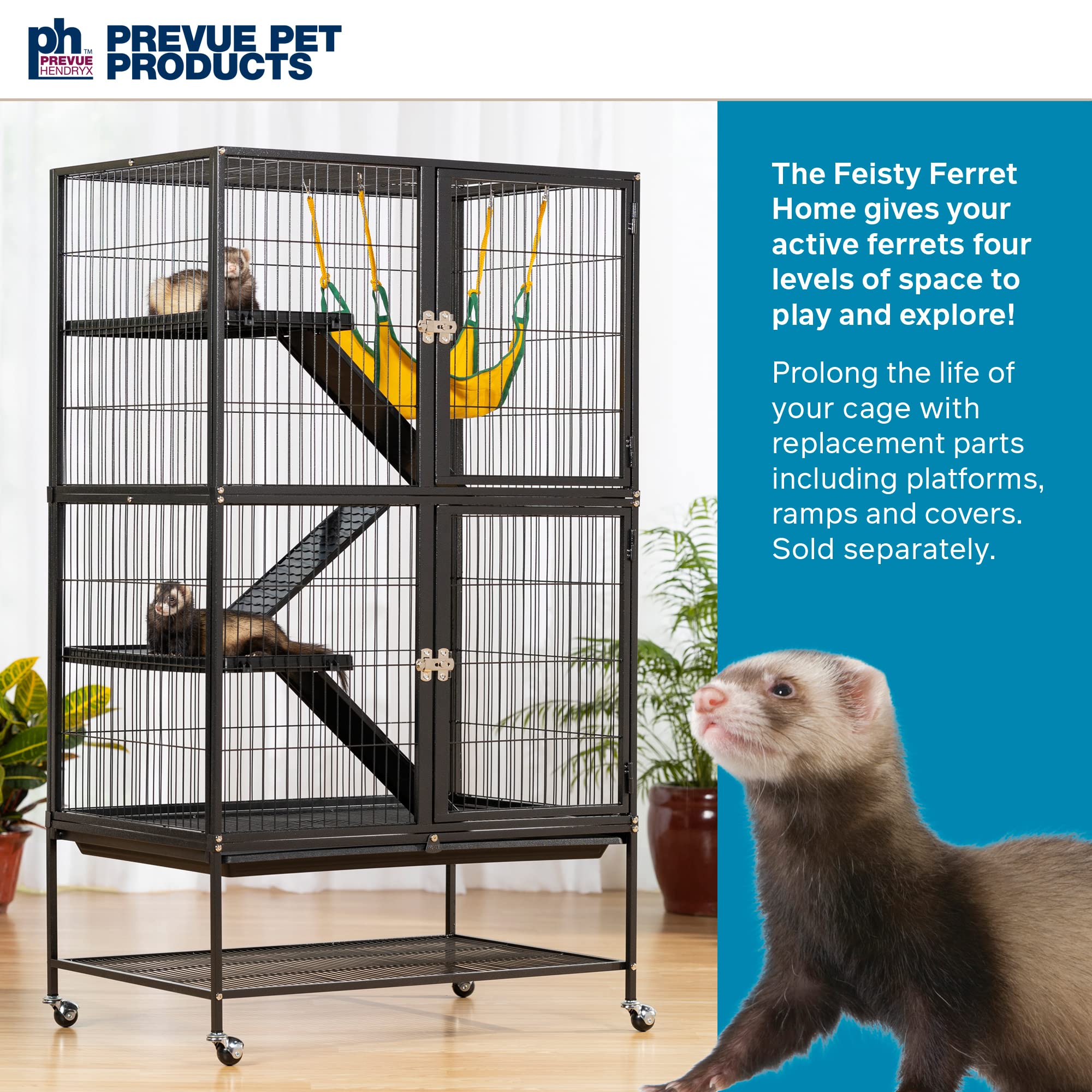 Prevue Pet Products 485 Feisty Ferret Home with Stand, Black Hammertone