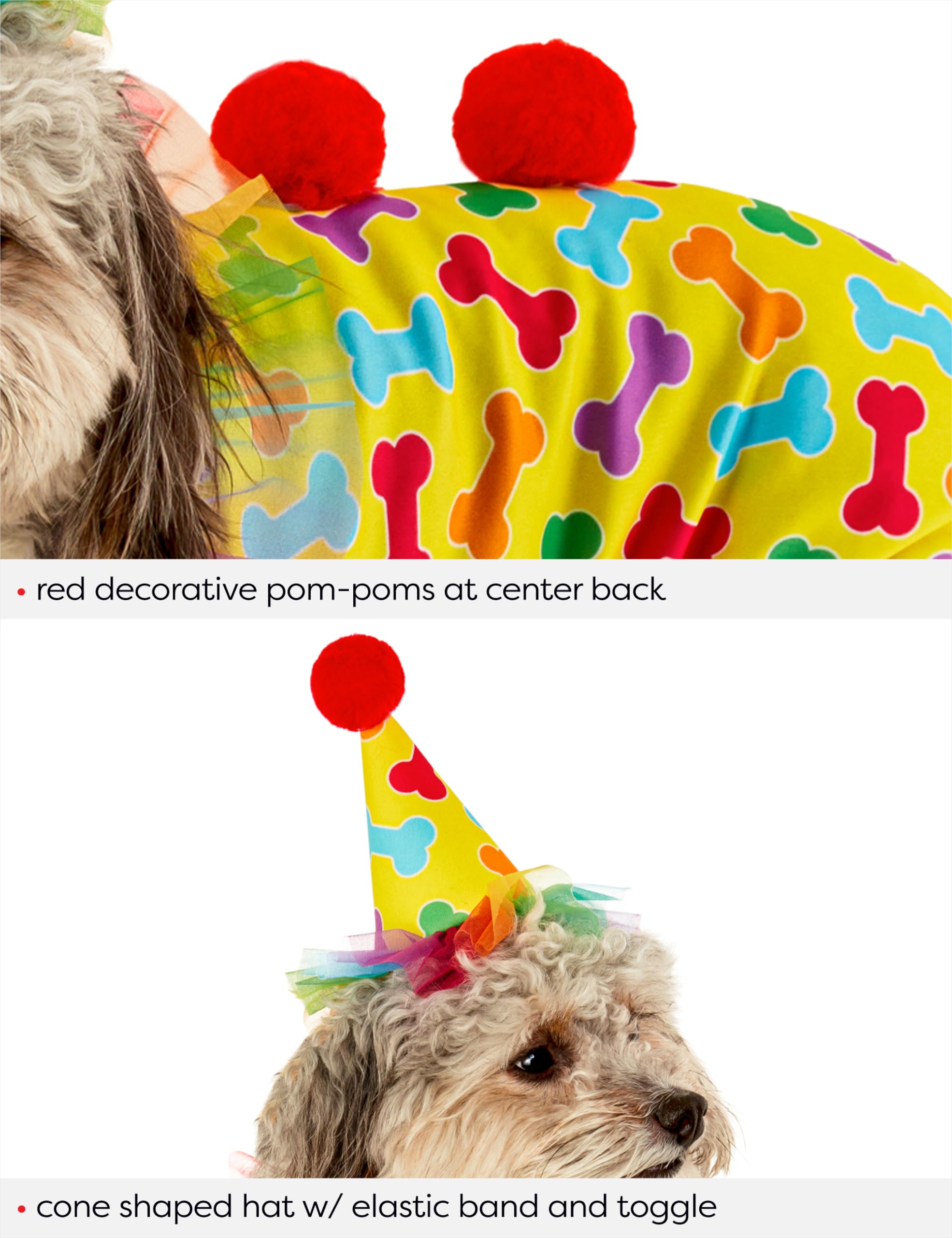 Rubies Clown Fun and Cute Pet Costume Jumpsuit, Hat, and Backpack for Themed Parties and Halloween, Small