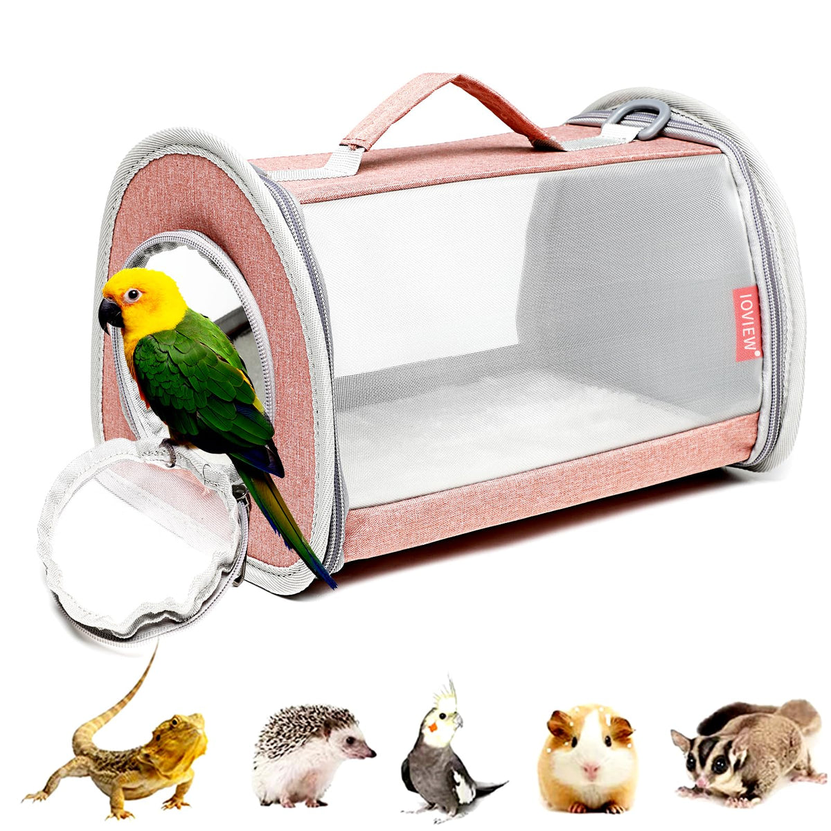 Ioview Guinea Pig Carrier Travel Small Animal Bag Lizard Bird Rabbit Cage Squirrel Breathable Bag Portable Hamster Pet Hangbag (