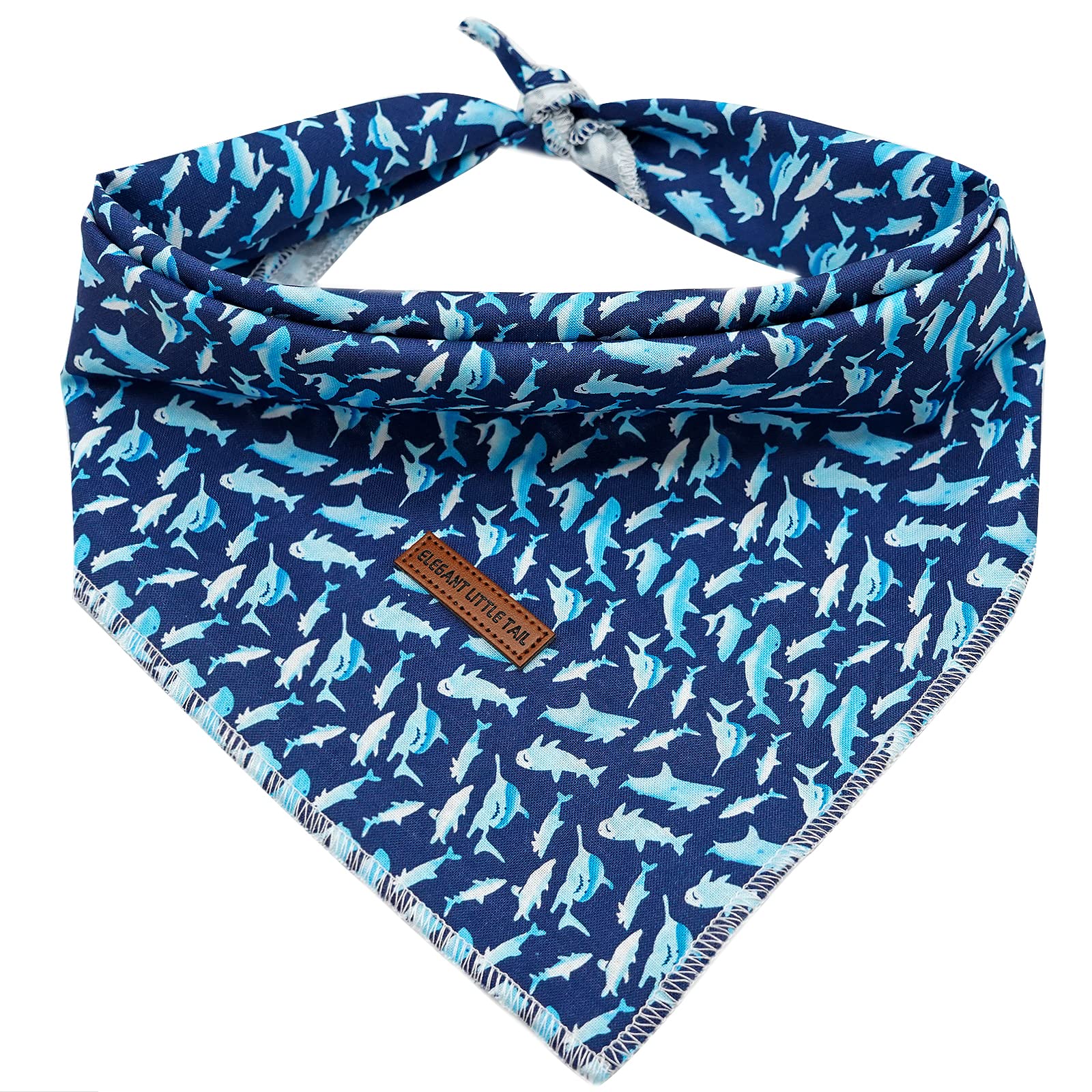 Elegant Little Tail Dog Bandana - Shark Print Pet Birthday Gift, Boy Bibs Scarf, Soft Adjustable Square Kerchief For Large Dogs
