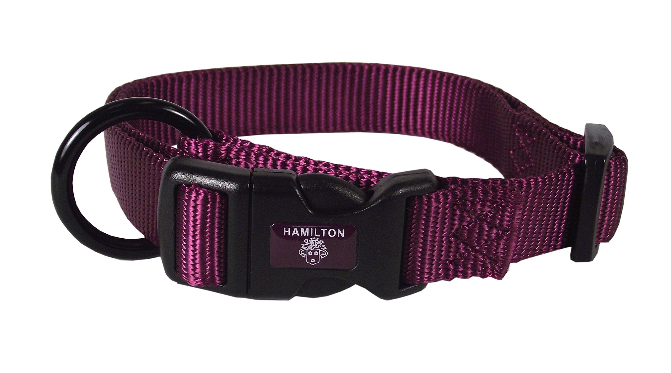 Hamilton Adjustable Nylon Dog Collar, Wine, 3/4'' x 16-22''