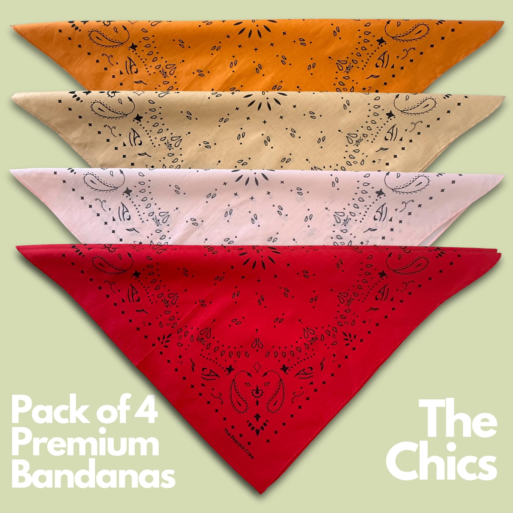 The Peacock Crew Pack Of 4 Elegant Bandanas In Premium Soft Cotton Paisley Print - The Chics