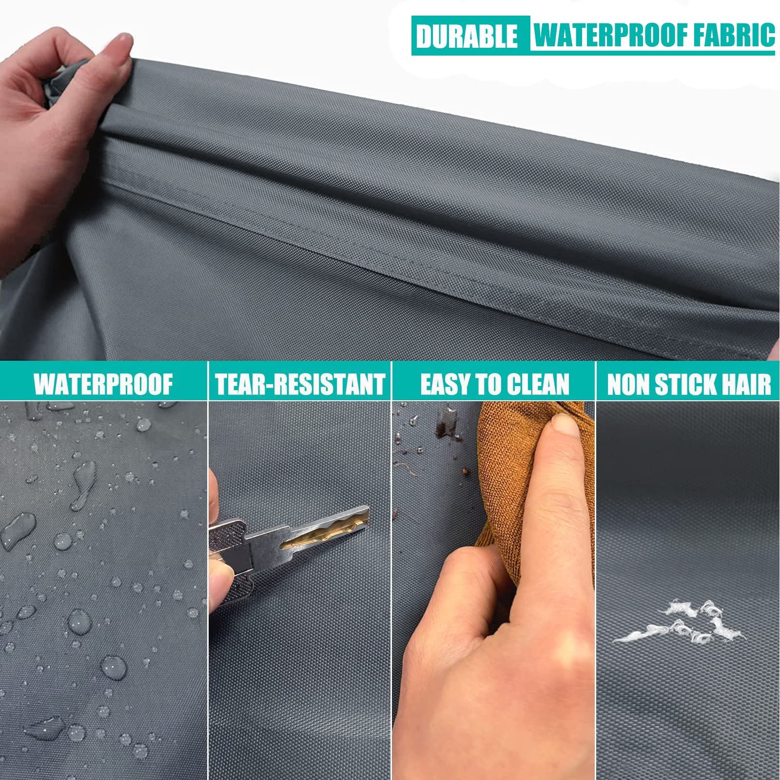 Dalema Dog Bed Cover 36L X 27W X 4H Inch,Heavy Duty Durable Waterproof Fluffy Soft Short Plush Replacement Dog Bed Covers,Washable Removable Pet Bed Mattress Cover With Zipper.Grey,Cover Only.