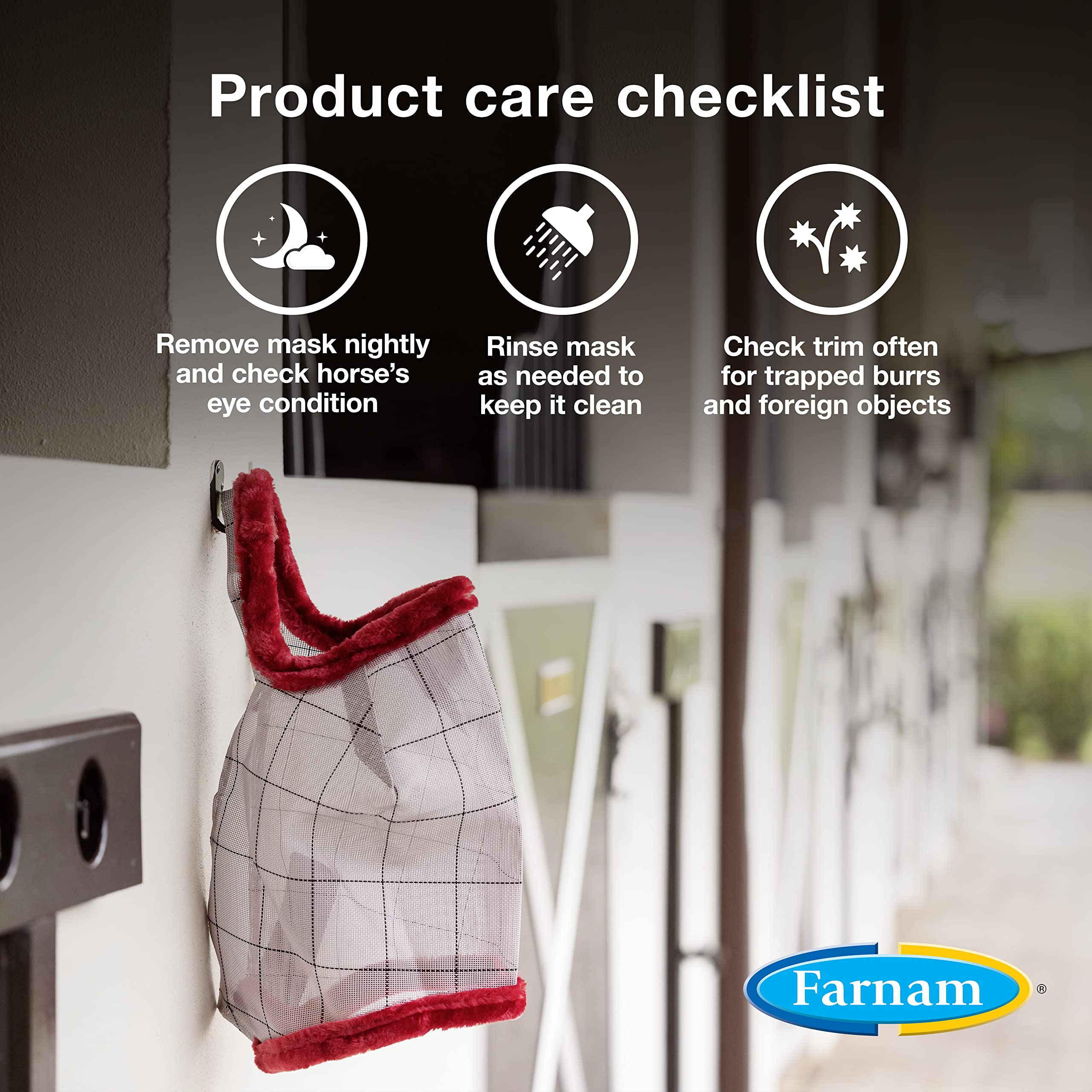 Farnam SuperMask II Fly Mask Without Ears for Foals, Full Face Coverage and Eye Protection from Insect Pests, Structured Classic