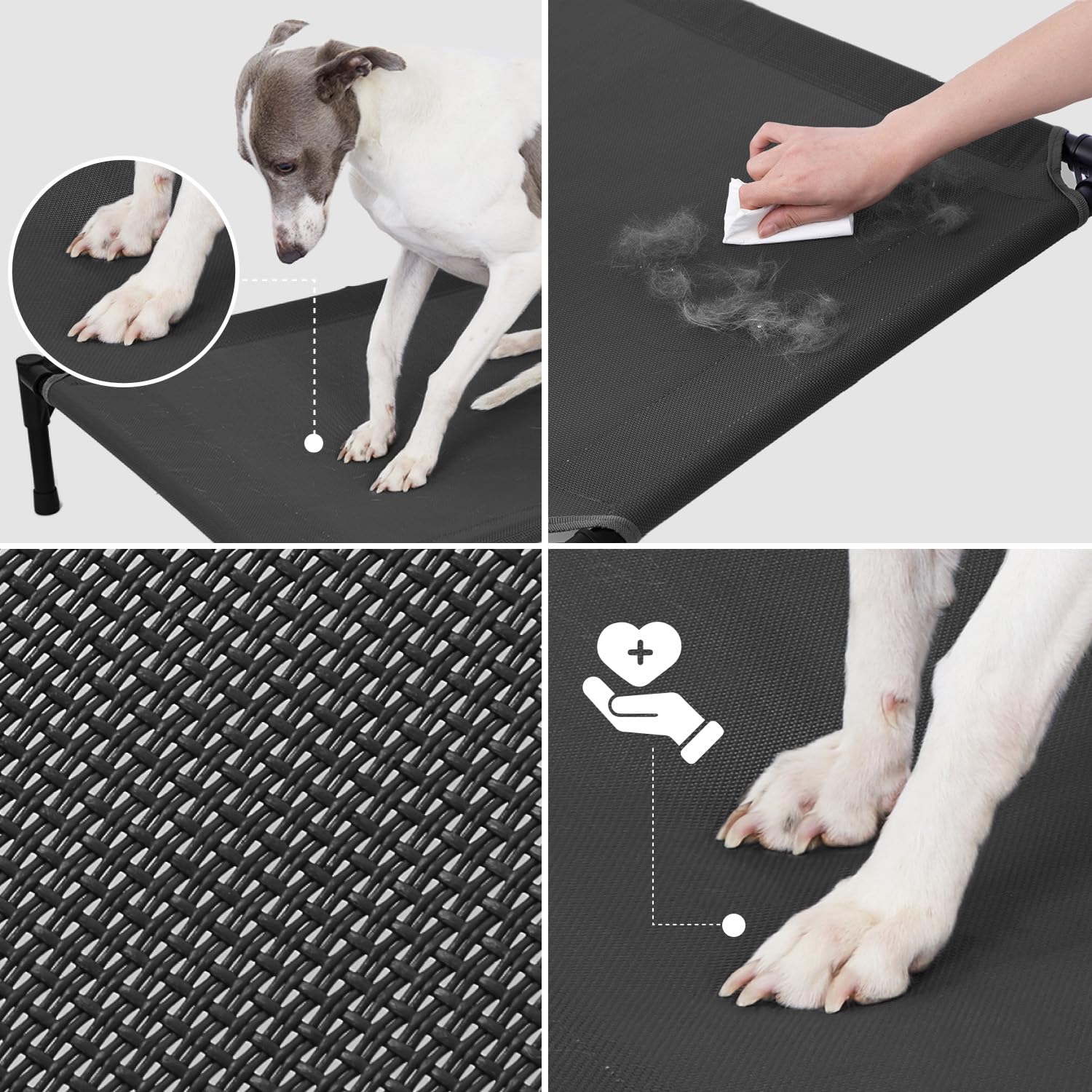 pettycare Elevated Outdoor Dog Bed - Raised Cot for Large Dogs, Heavy Duty Pet Cots Waterproof, Cooling, Washable Breathable Tes