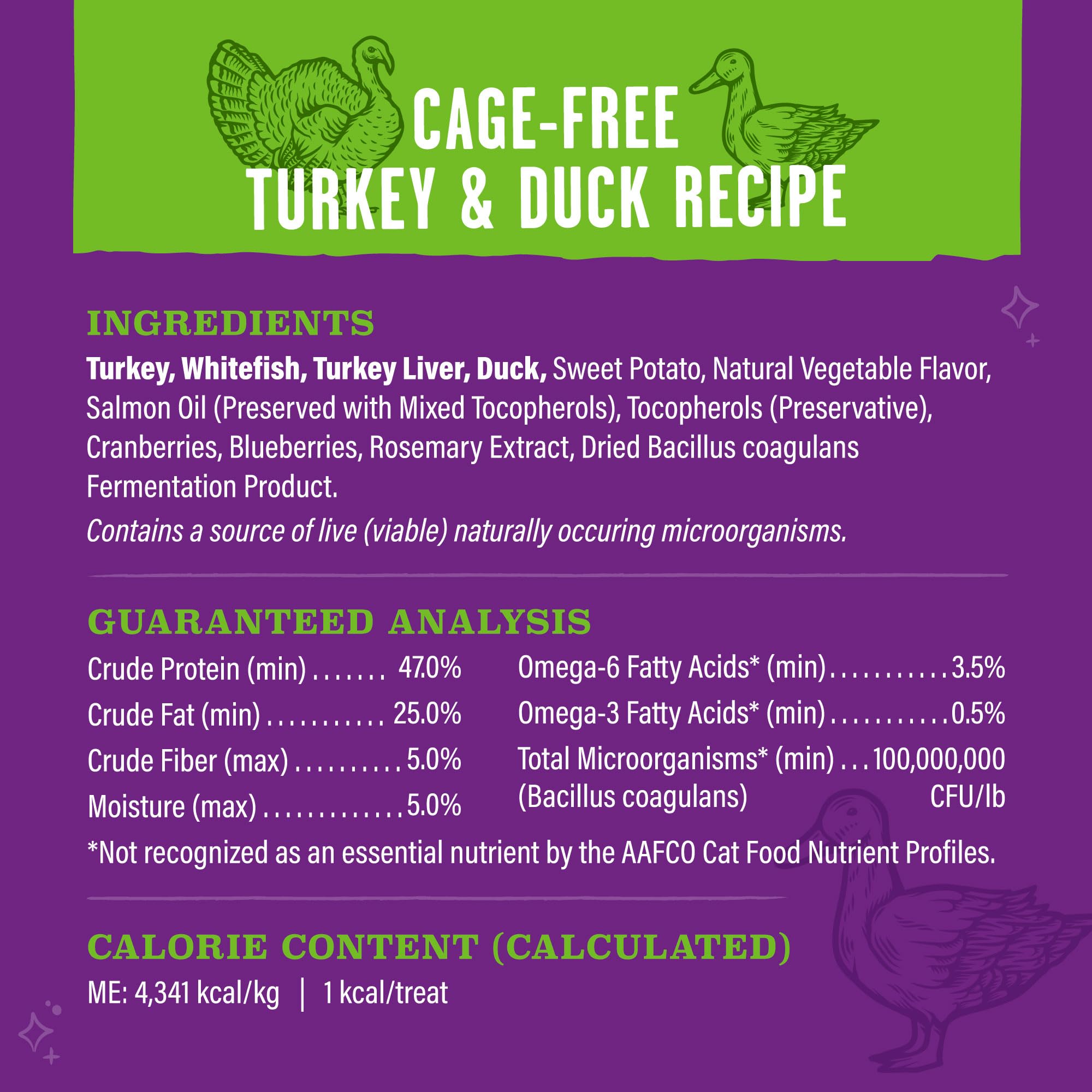 Stella & Chewys Meowfulls Freeze Dried Cat Treats - Turkey & Duck Recipe - Raw Protein with Probiotics & Salmon Oil - 1 Calorie