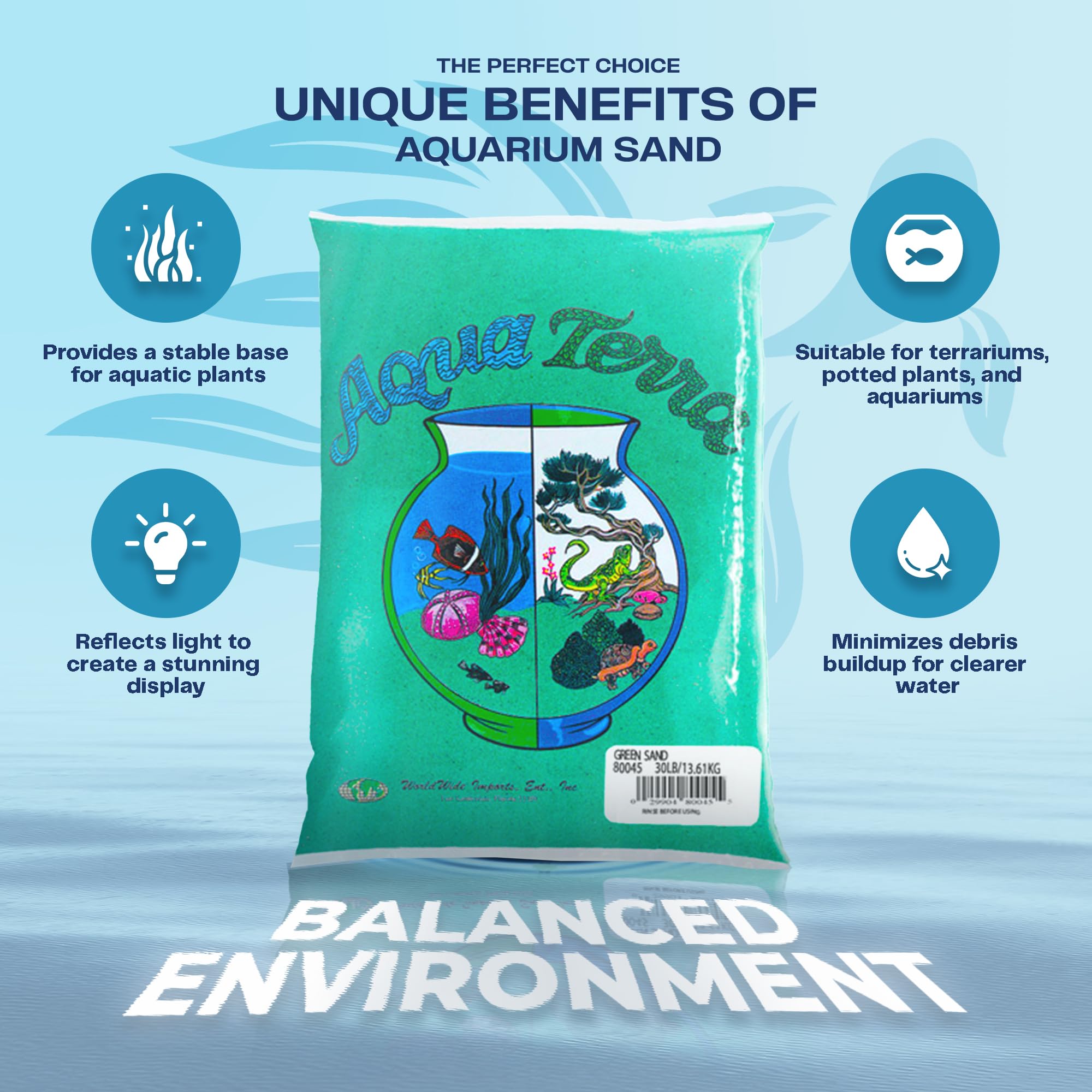 Aqua Terra Green Aquarium Sand, 5 Lbs - Premium Fish Tank Sand, Decorative Substrate, Ideal Fish Tank Accessories, Natural Coated Sand For Decorative Tanks