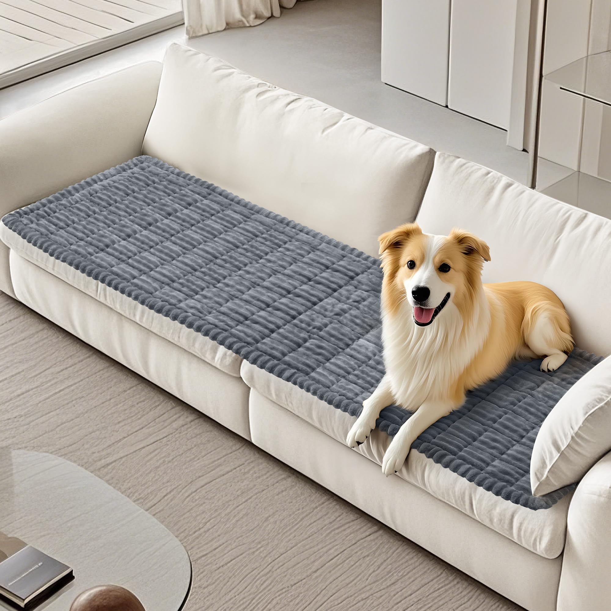 Piglog Couch Cover For Dogs Washable, Durable Dog Couch Cover Protector, Fuzzy Pet Couch Covers For Sofa, Non Slip Pet Sofa Slip