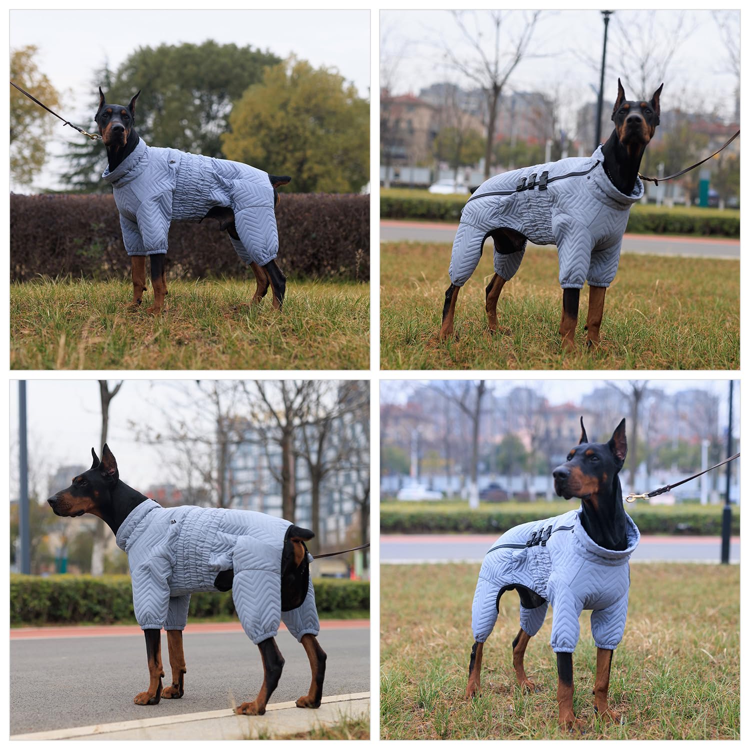 Warm Dog Coat Double Layers Dog Vest, 4 Legs Covered Windproof Waterproof Reflective, Gray Xs - L