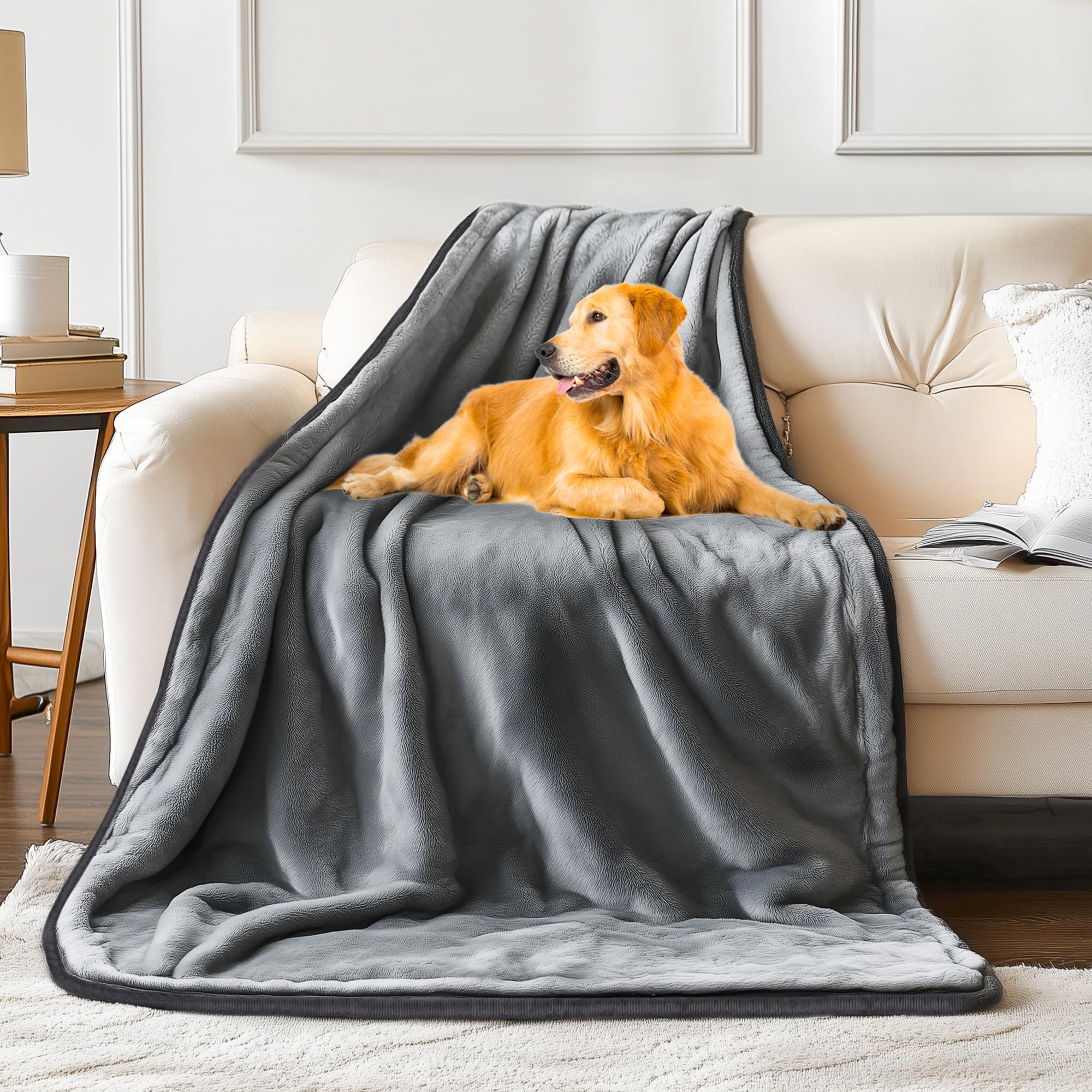 Patiencet Waterproof Dog Blanket For Small Dogs, Washable Reversible Sherpa Cat Puppy Pet Blanket, Fleece Dog Blanket For Couch 