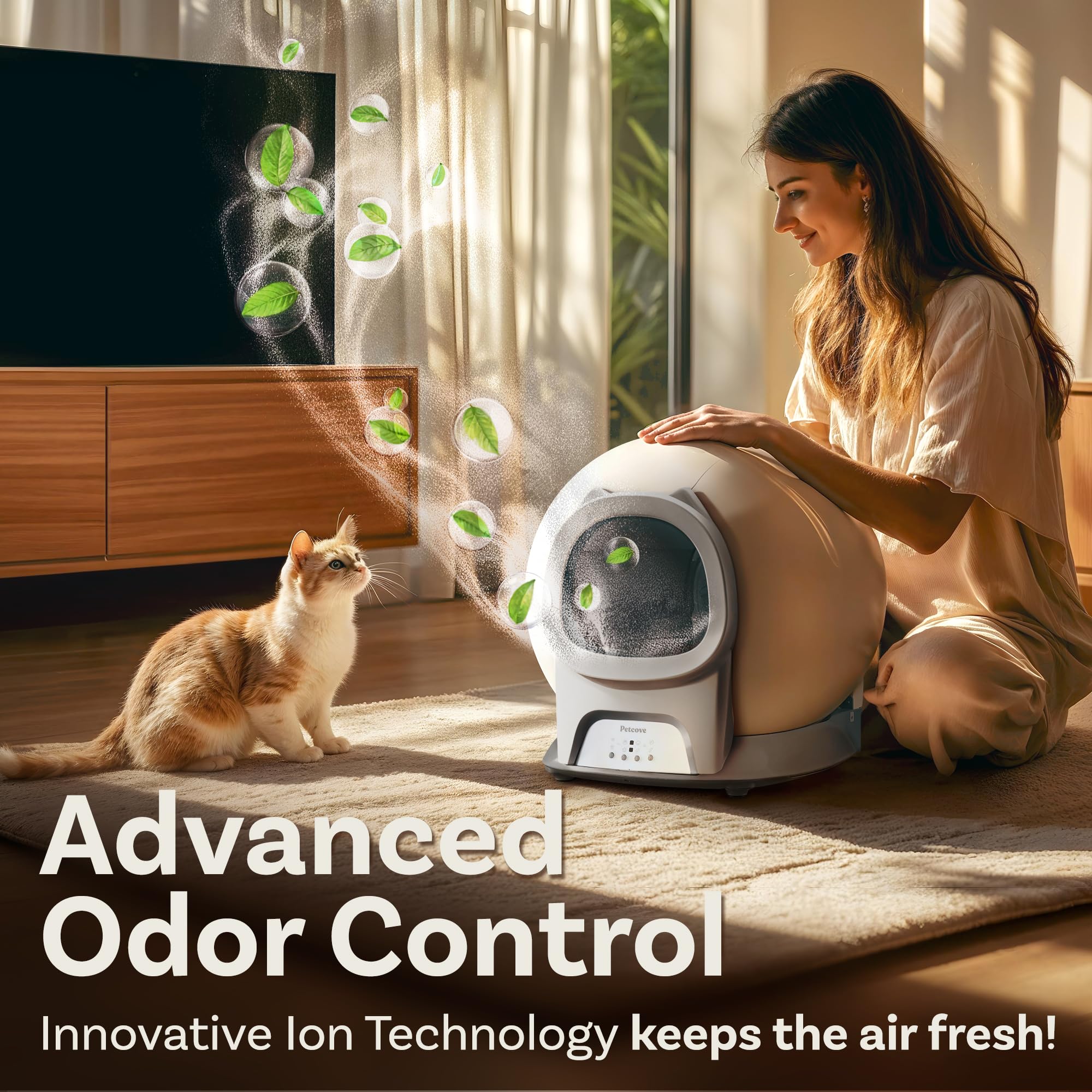 Self Cleaning Litter Box With Auto Safety Sensors For Multiple Cats - Automatic Cat Litter Box Self-Cleaning - Covered Ultra Odo