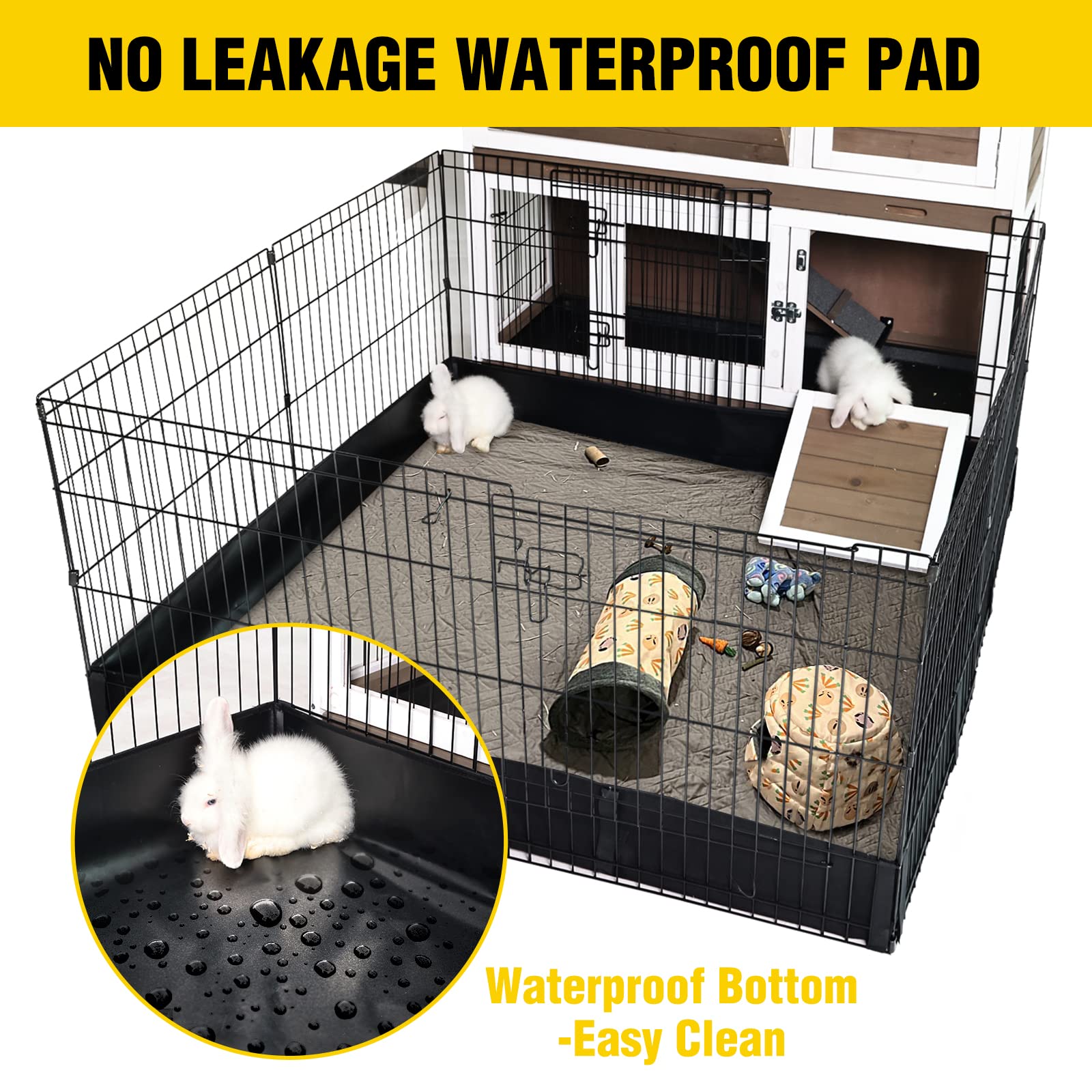 Aivituvin Pet Playpen Indoor & Outdoor Expandable Exercise Pen for Small Animals Rabbit cage with Waterproof Layer,Attach The Hu