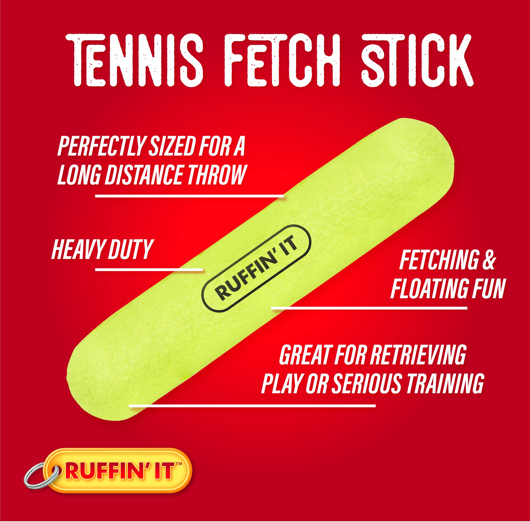Ruffin' It Tennis Fetch Stick For Dogs - Dog Chew Toy For Park, Home, Or Beach