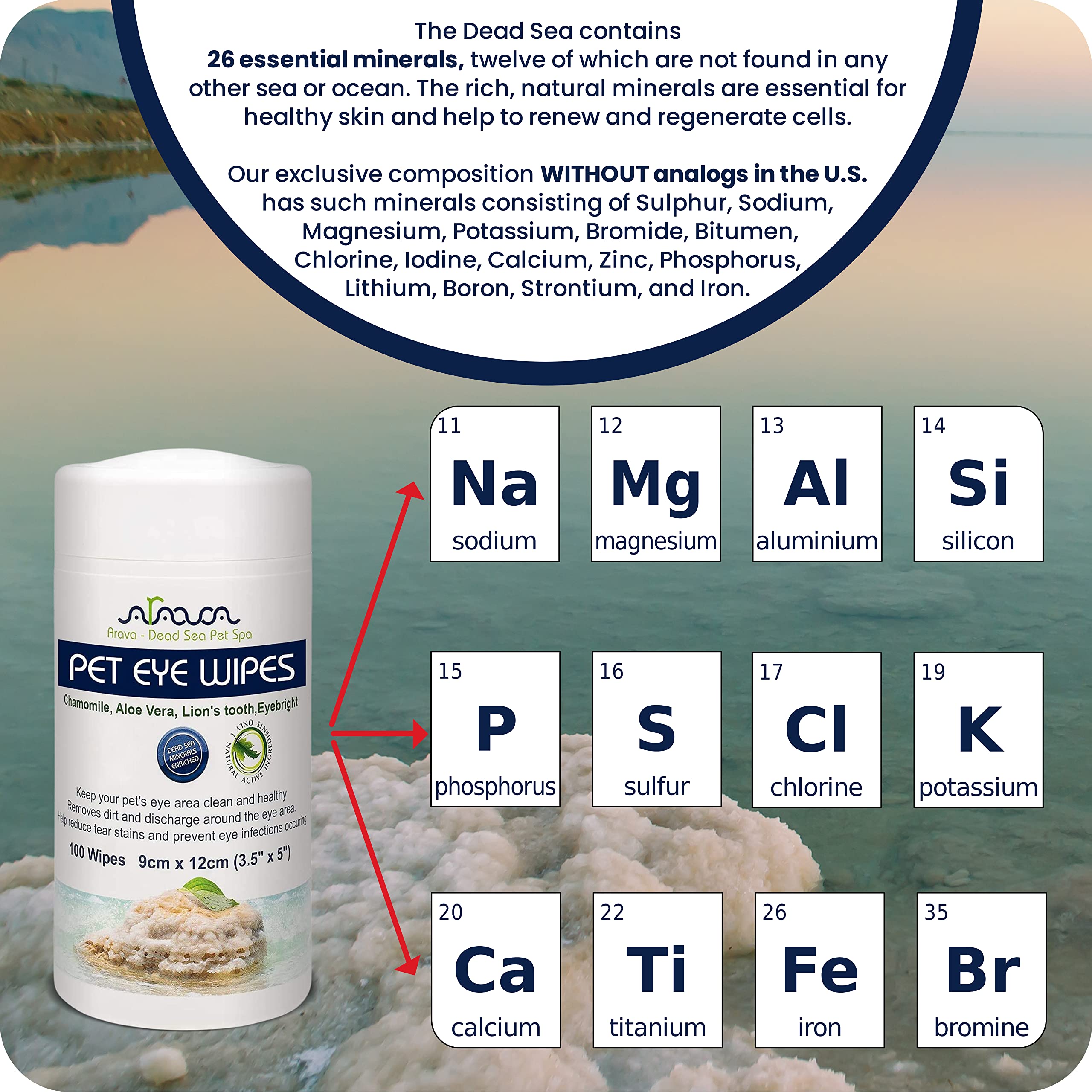 Arava Pet Eye Wipes for Dogs Cats Puppies & Kittens - 100 Count - Natural and Aromatherapy Medicated Cat Dog Eye Wipes for Disch