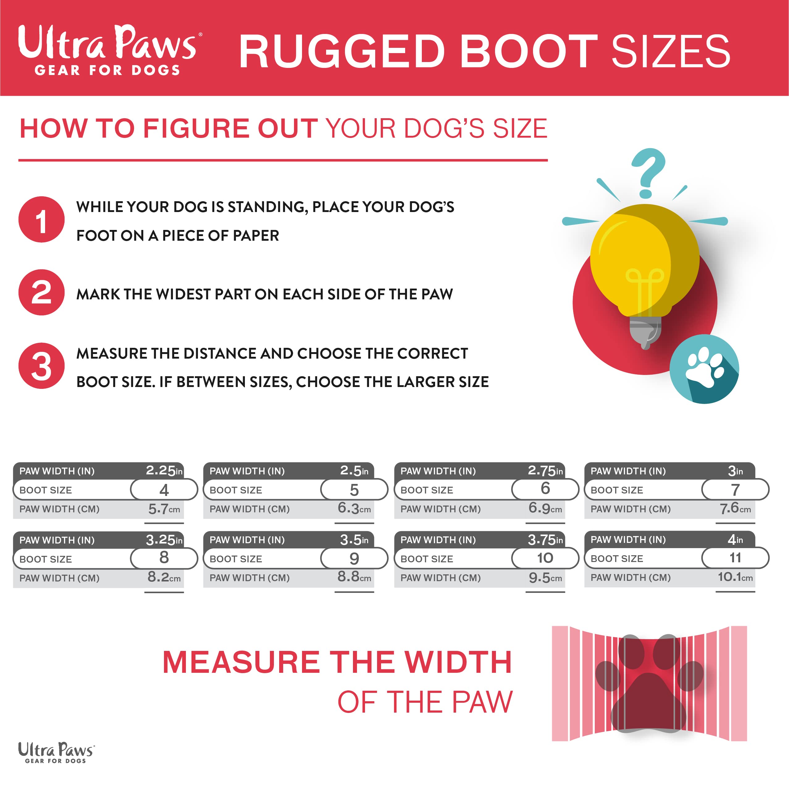 Ultra Paws Rugged Dog Boots and Paw Protectors for Small, Medium and Large Dogs Red (Size 11)
